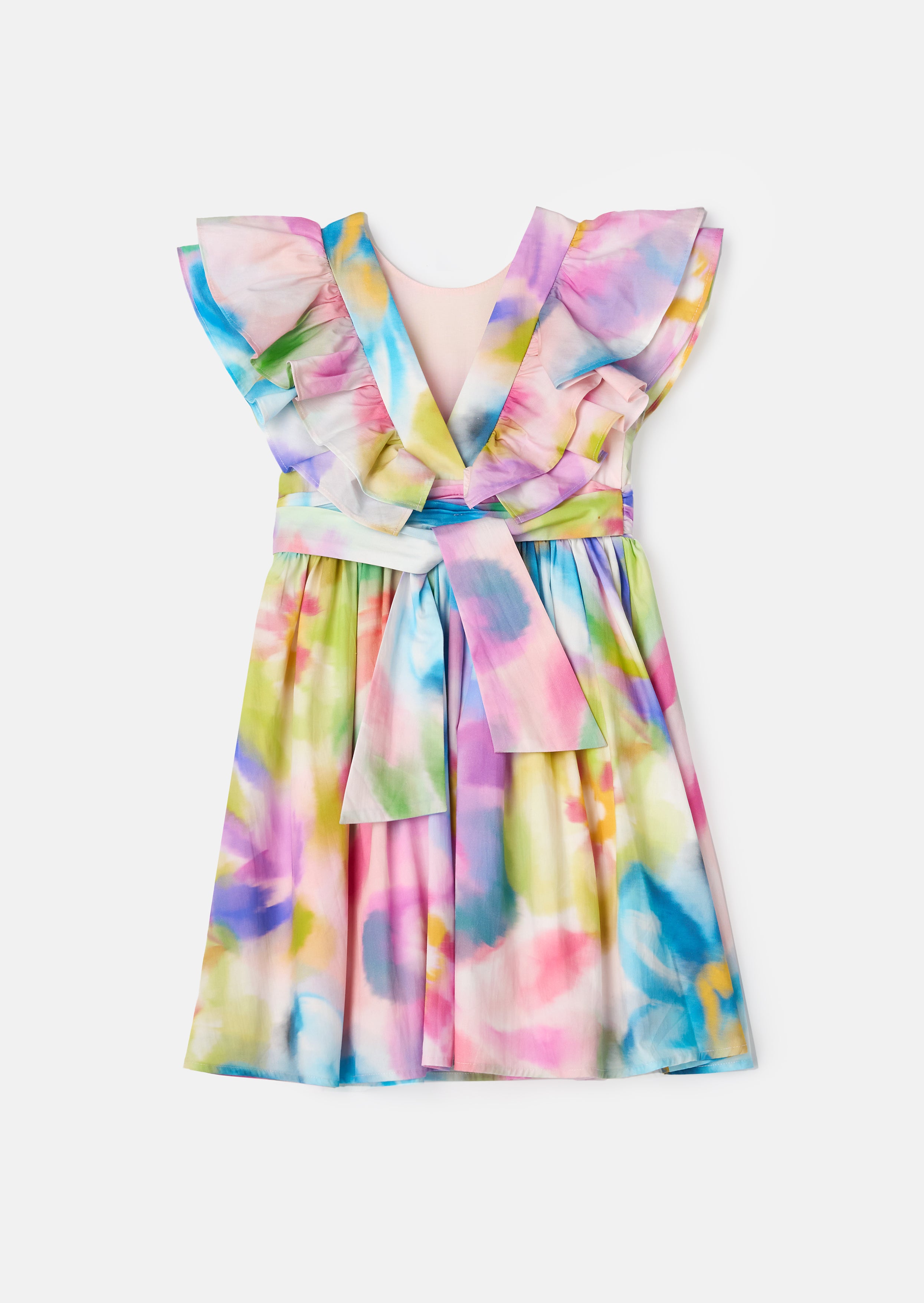 Anna Multi Ruffle Sleeve Print Dress