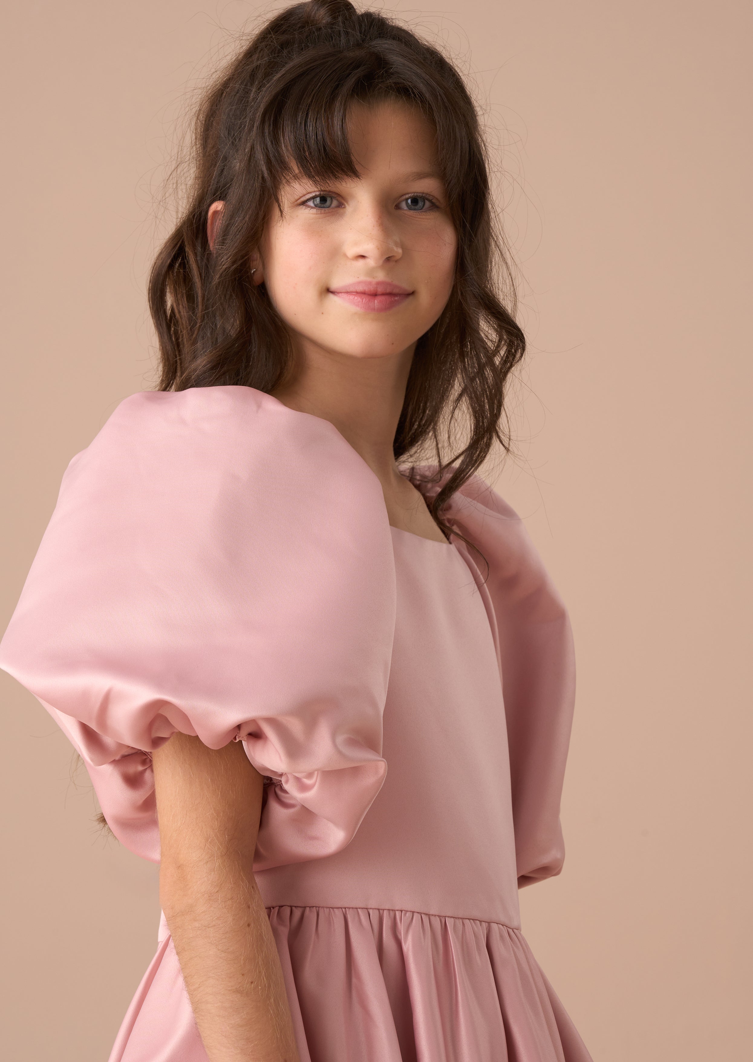 Elle Pink Puffball Satin Dress