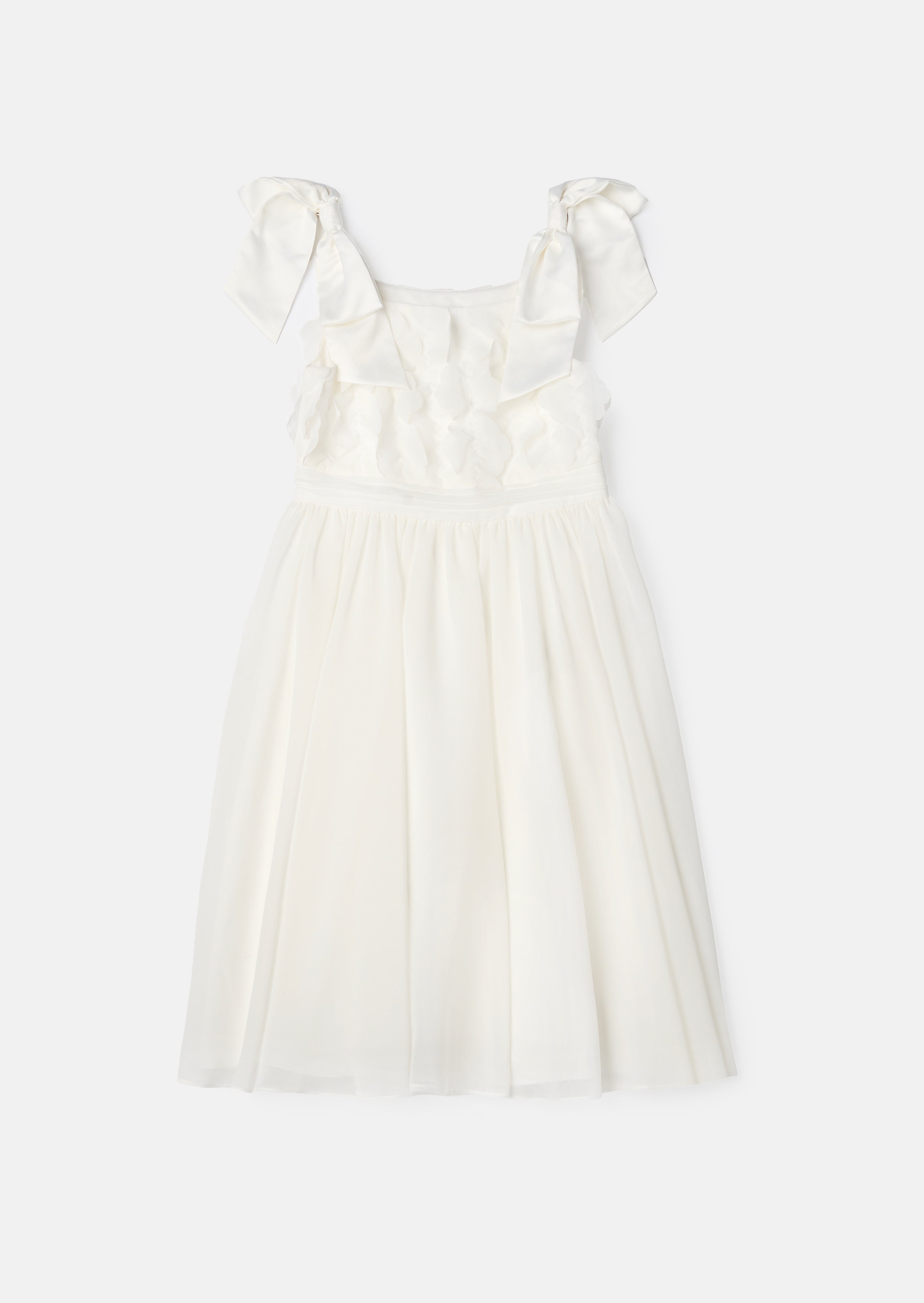 Lara Ivory Bow Shoulder Georgette Dress