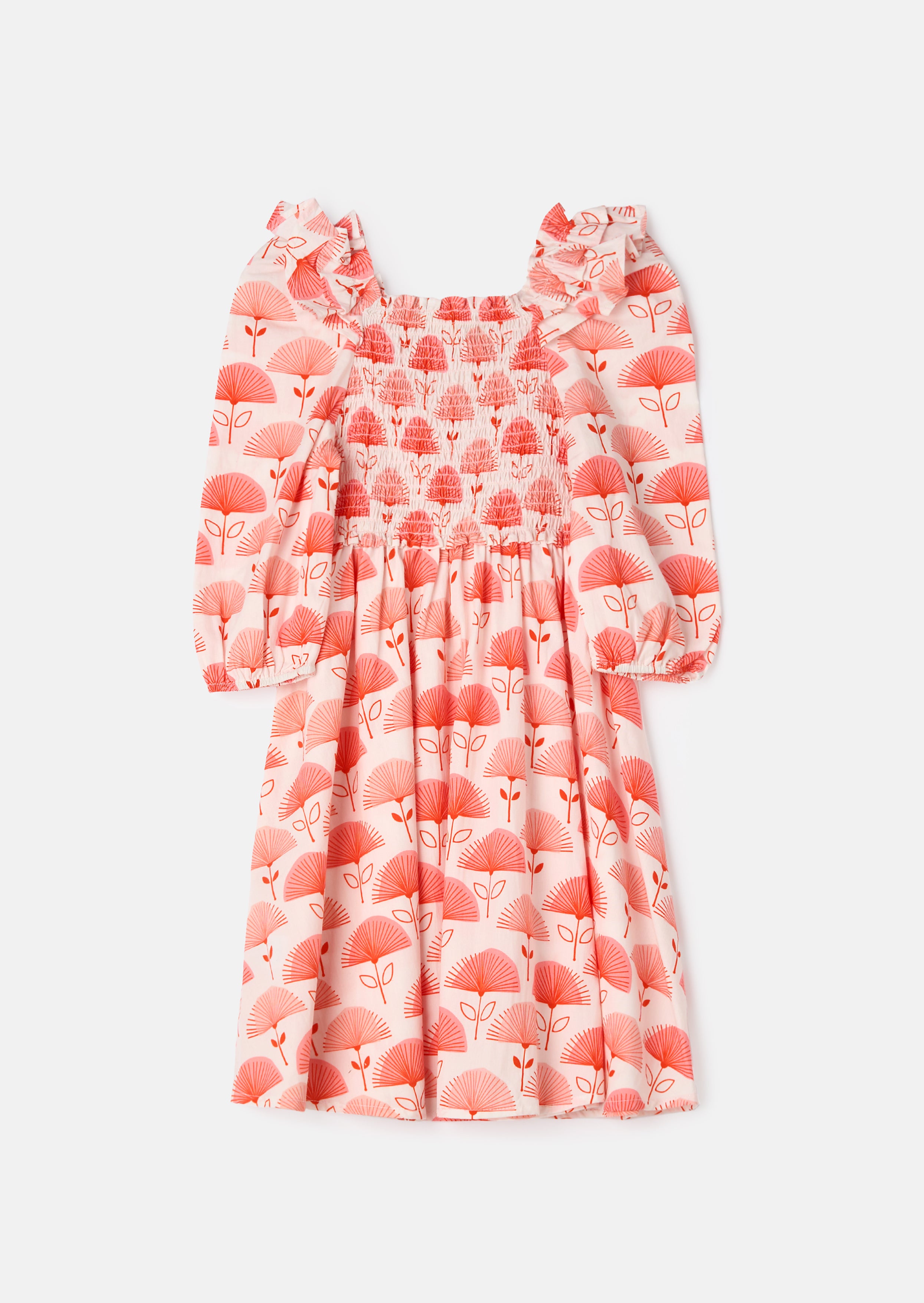 Lola Pink Ruffle Shoulder Print Dress