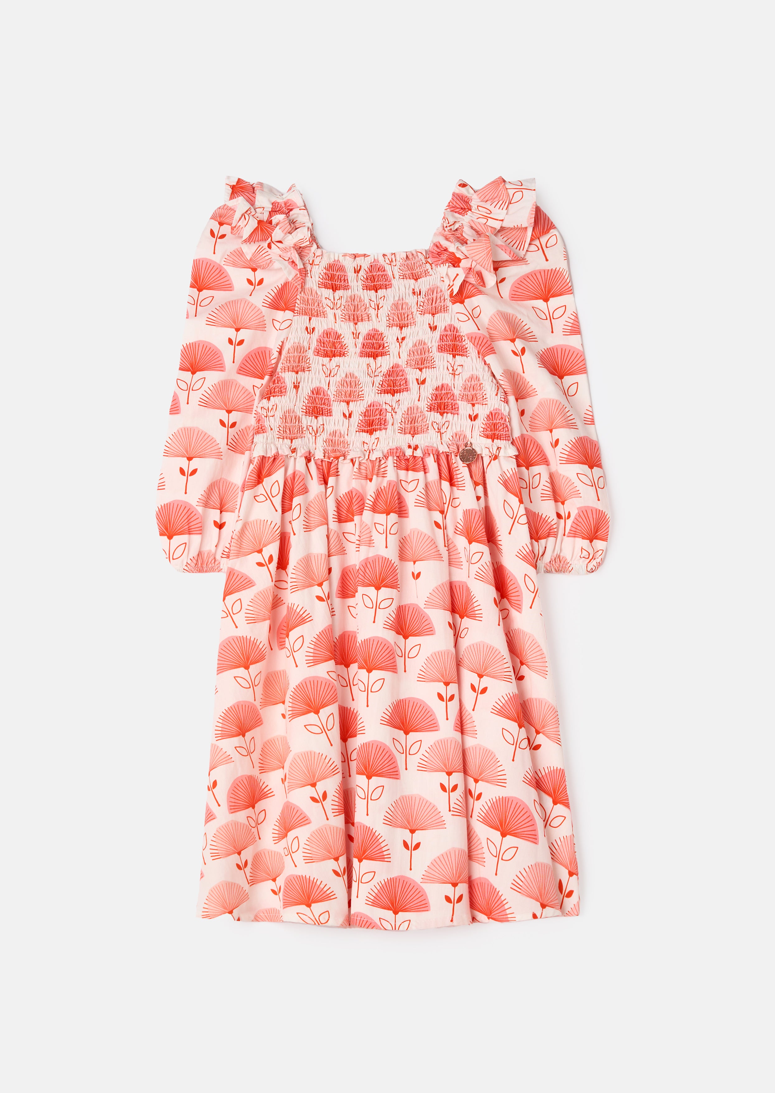 Lola Pink Ruffle Shoulder Print Dress