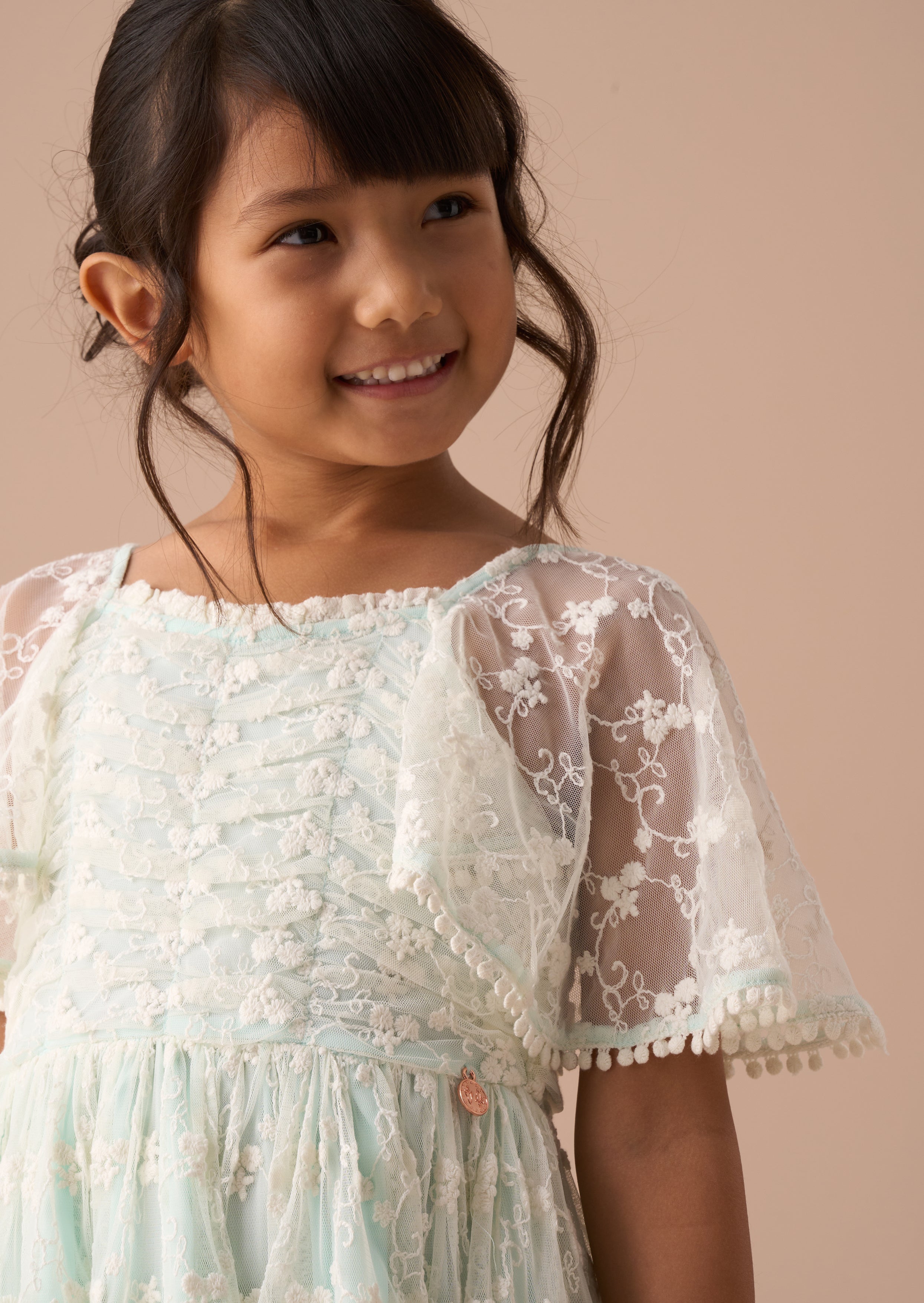 Anabelle Mint Lace Tiered Dress