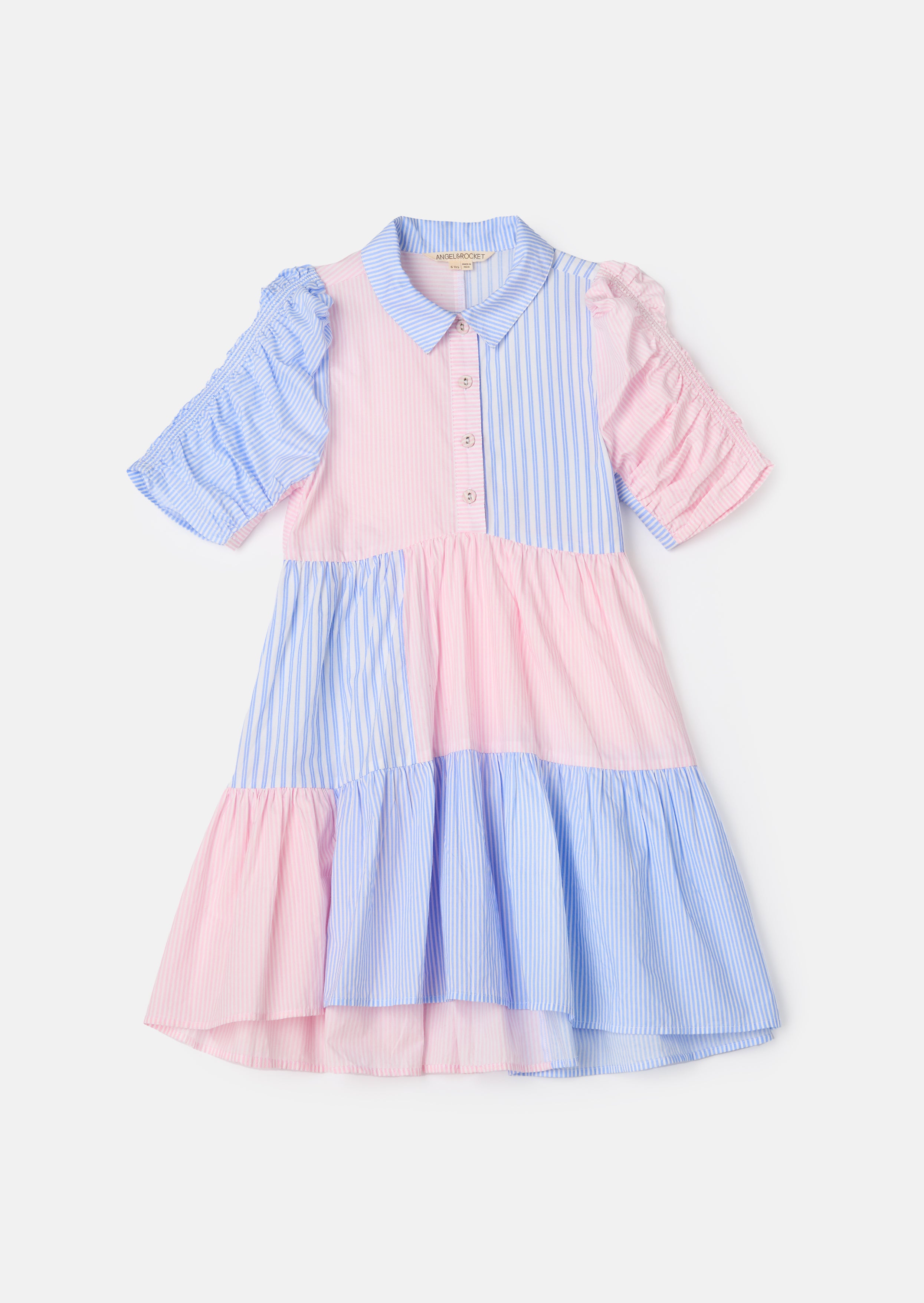 Frankie Blue Mix Stripe Shirt Dress