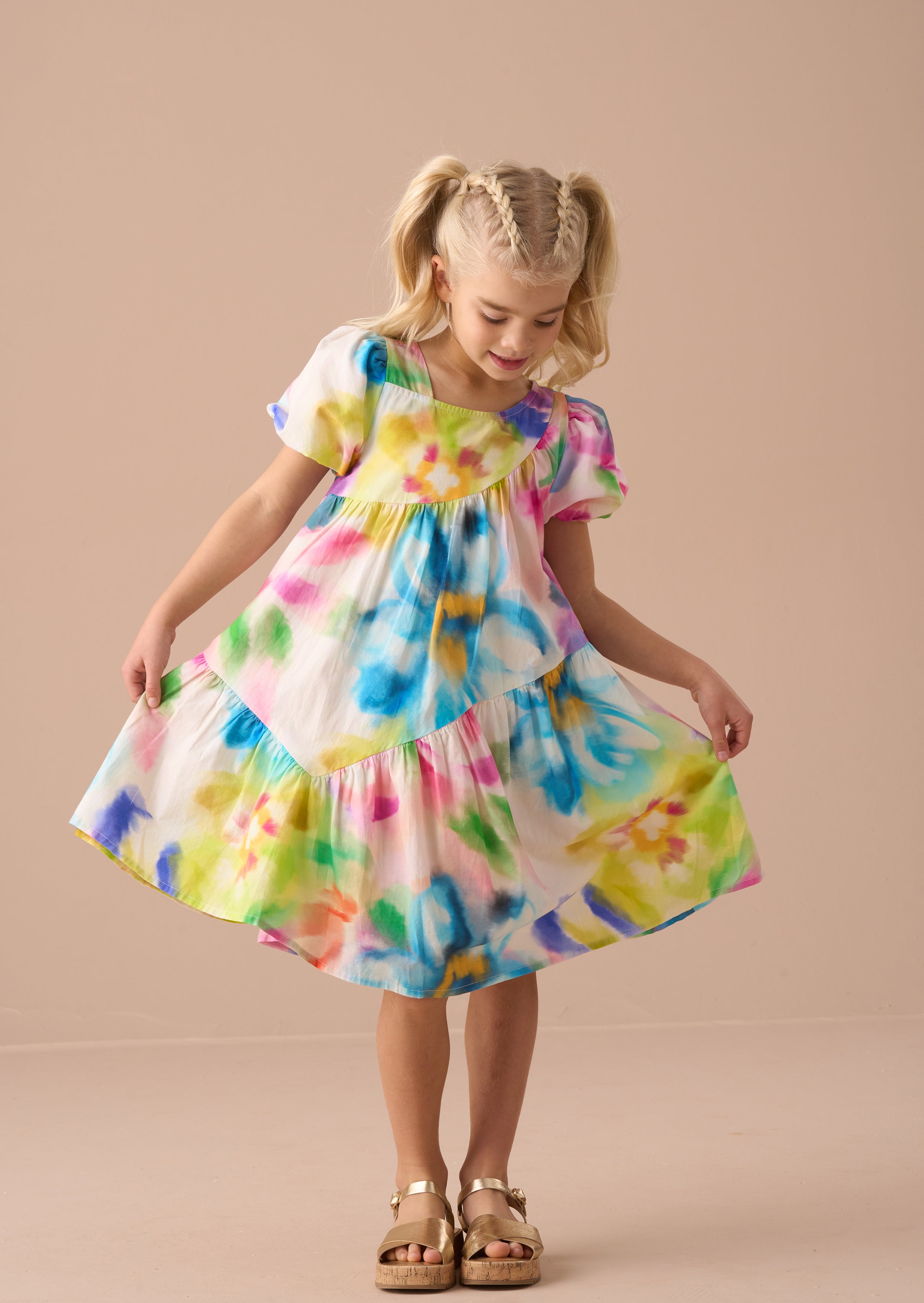 Jodie Multi Print Aysmmetric Dress