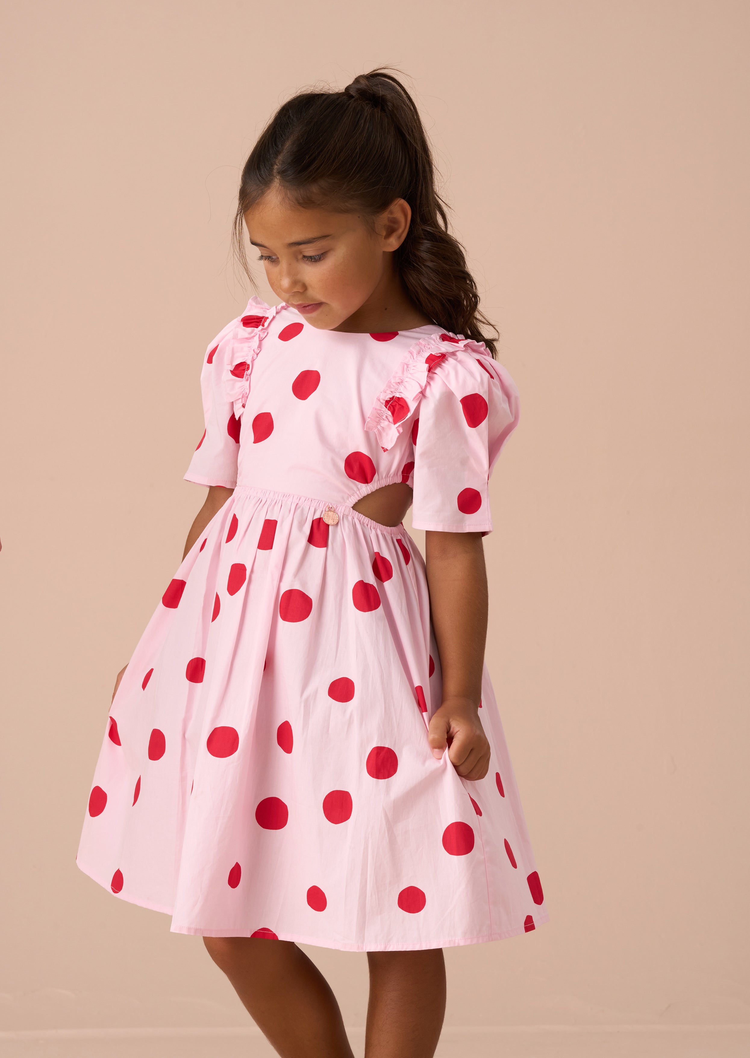 Amara Pink Spot Puff Sleeve Dress