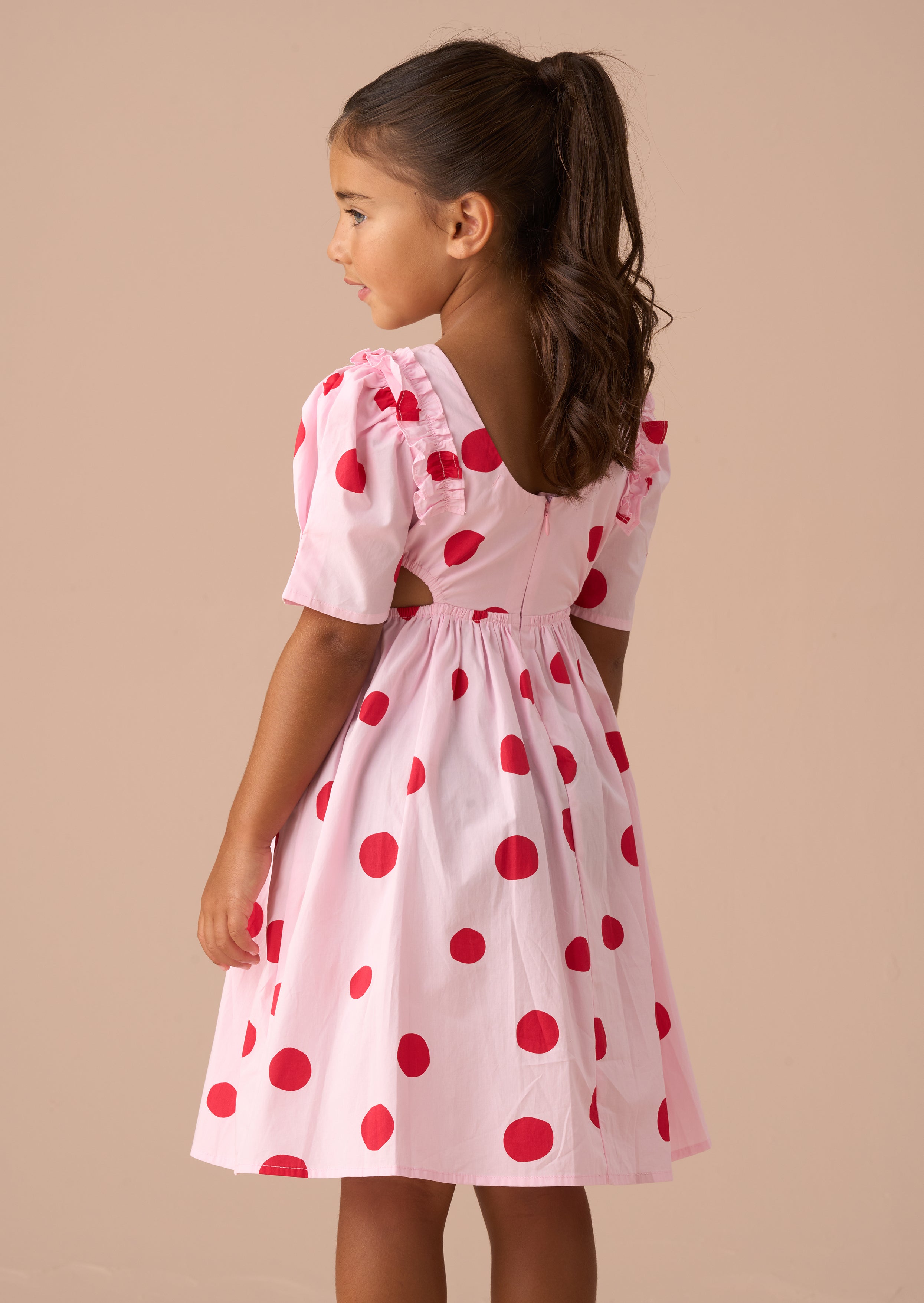 Amara Pink Spot Puff Sleeve Dress