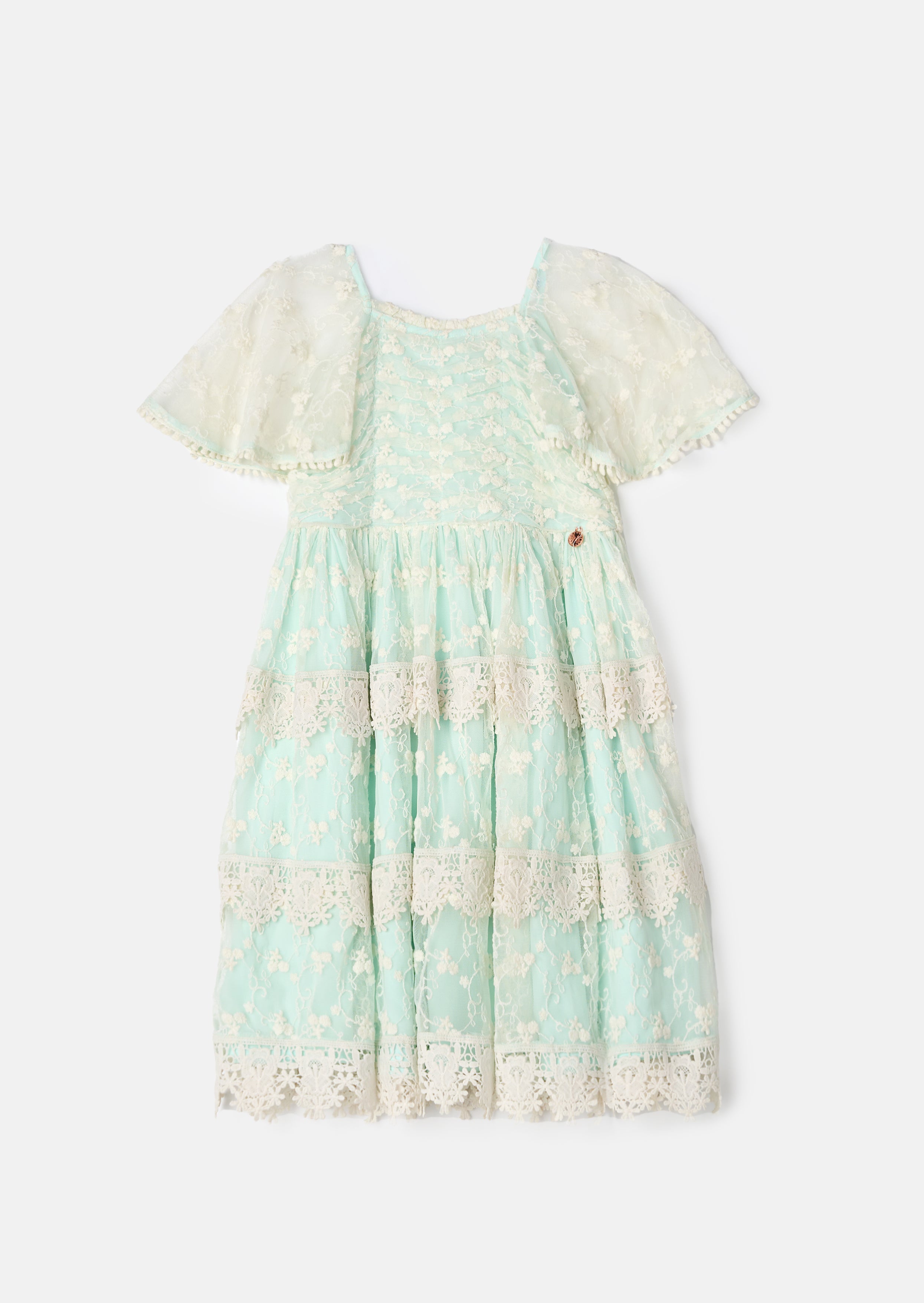 Anabelle Mint Lace Tiered Dress