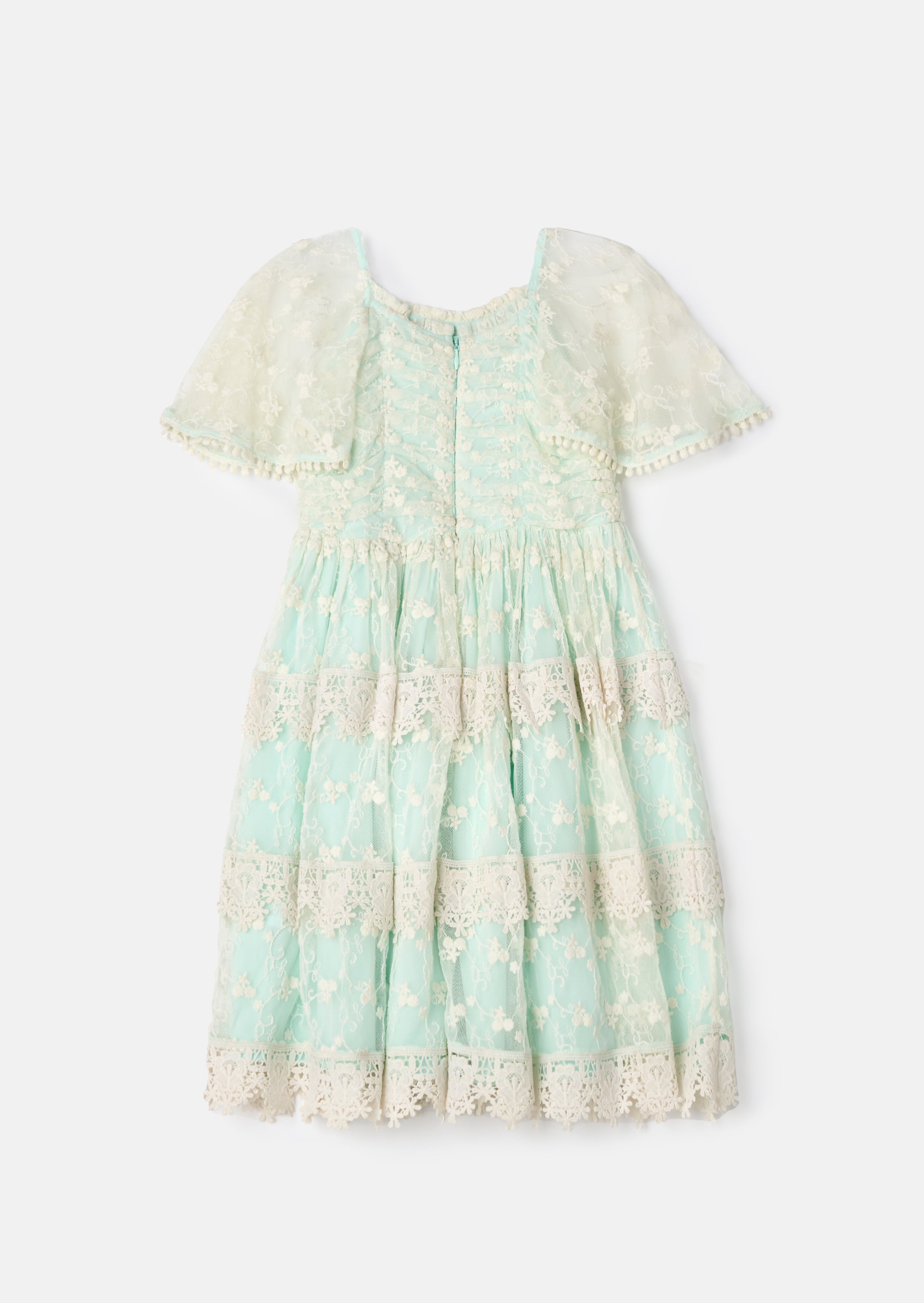 Anabelle Mint Lace Tiered Dress