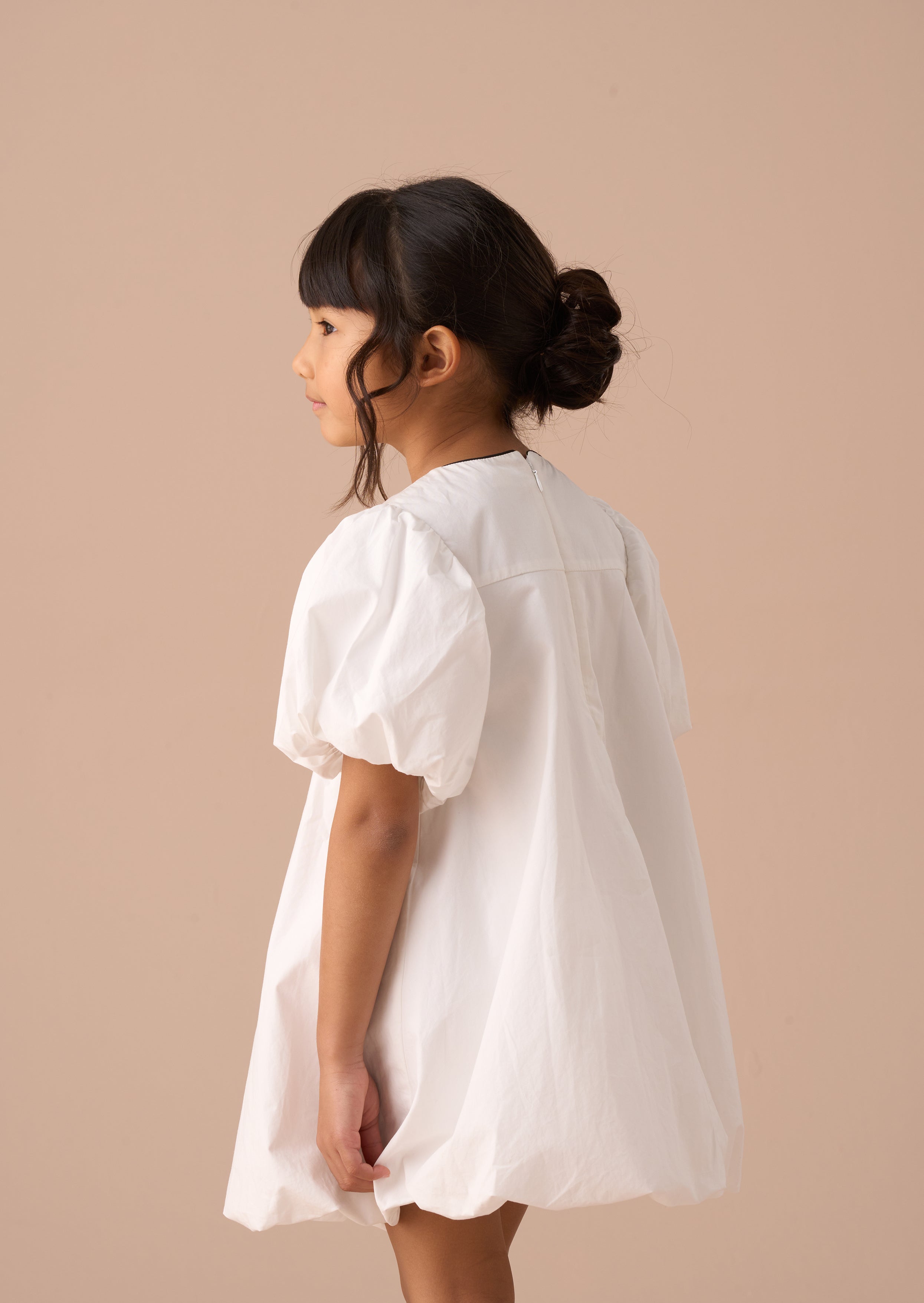 Nadia White Bubble Hem Bow Dress