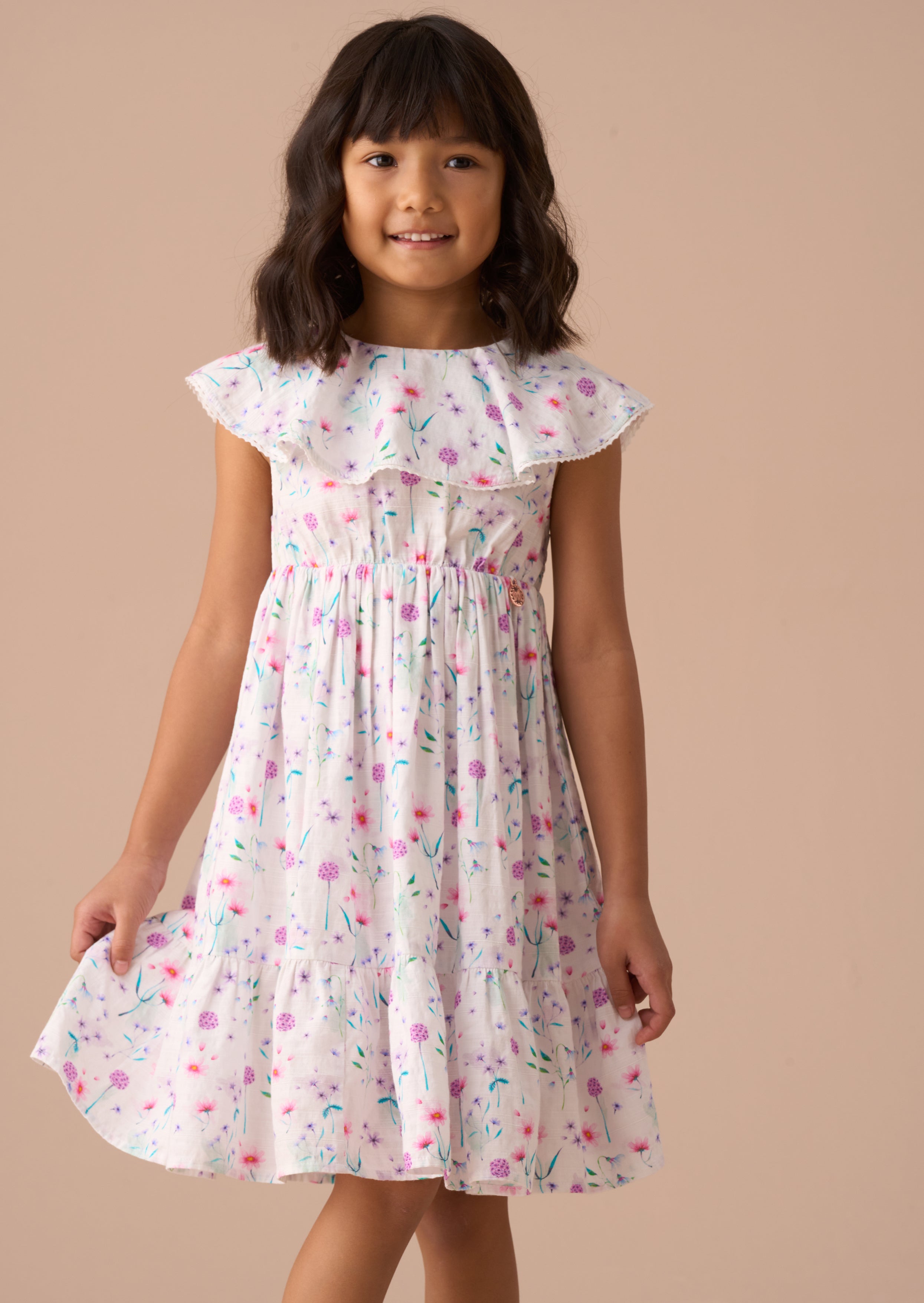 Eloisa White Floral Collar Sundress