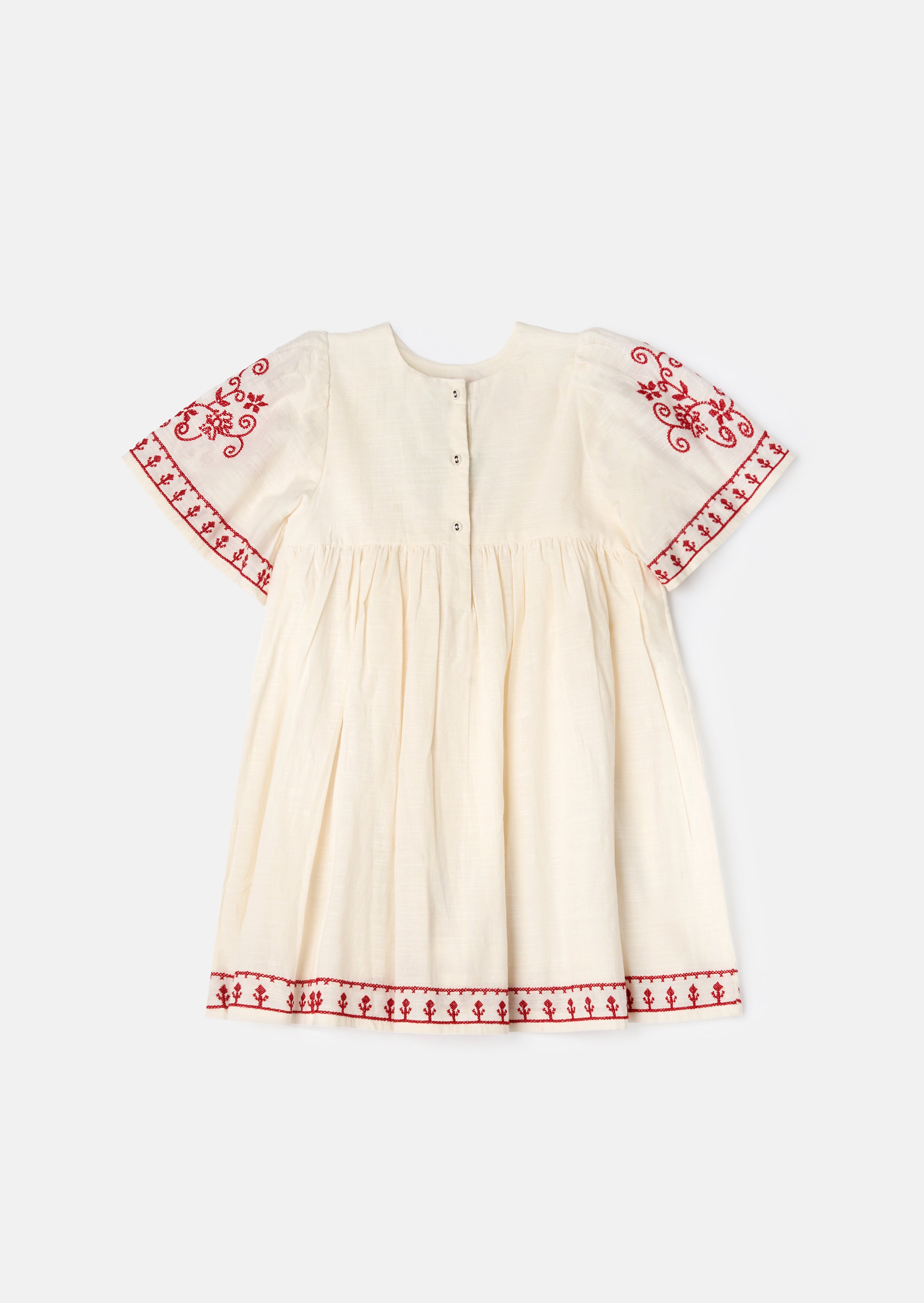 Reyna Nude Embroidered Swing Dress