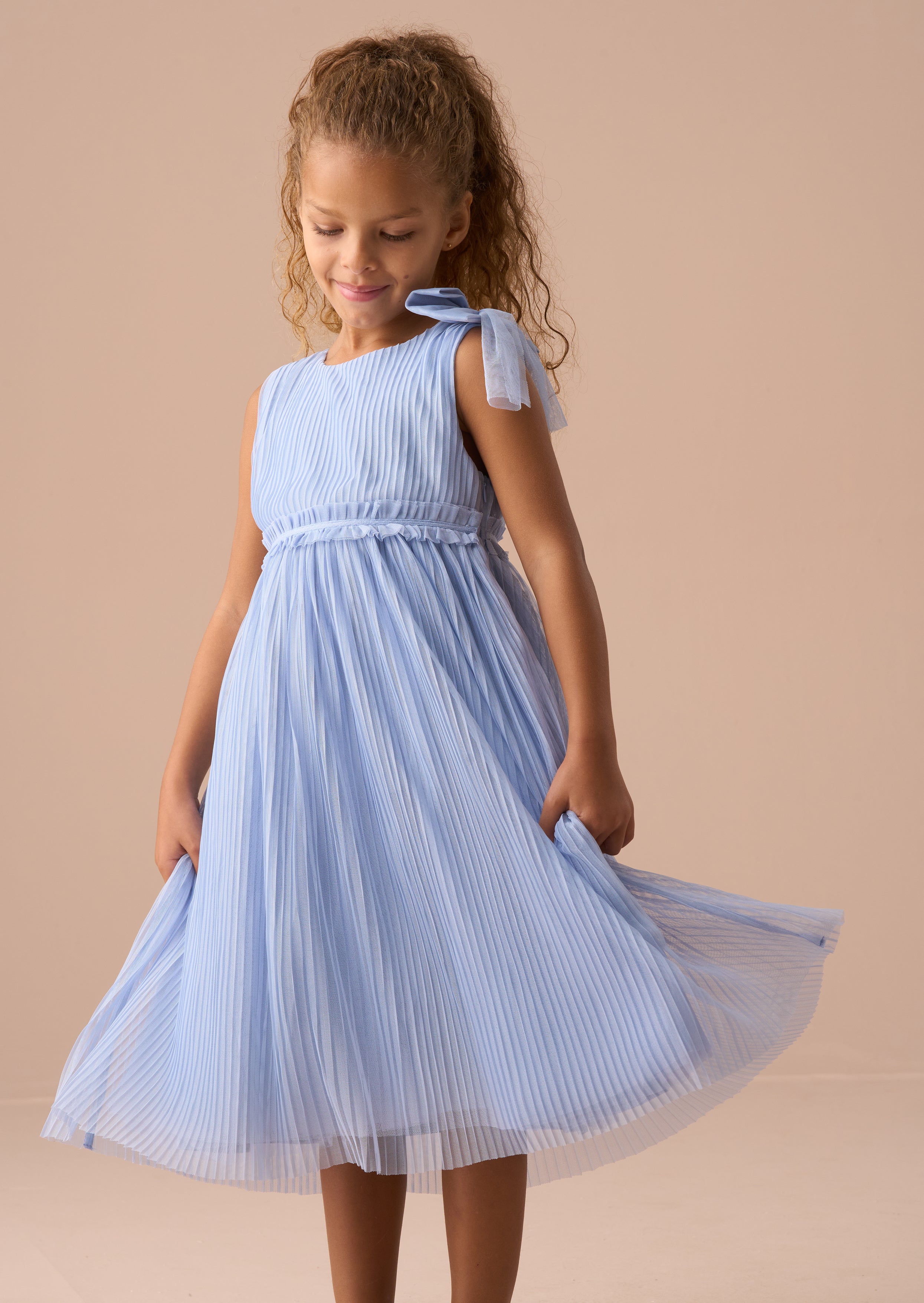 Antonia Blue Tulle Bow Dress