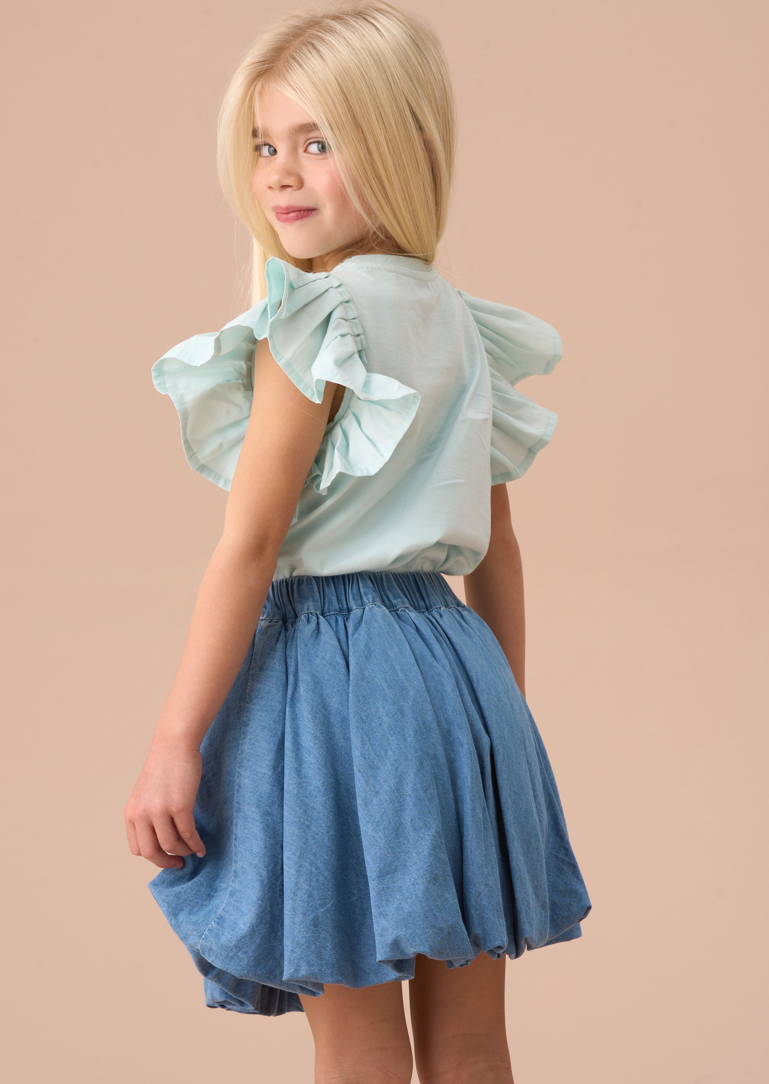 Daisy Blue Pleat Sleeve Top