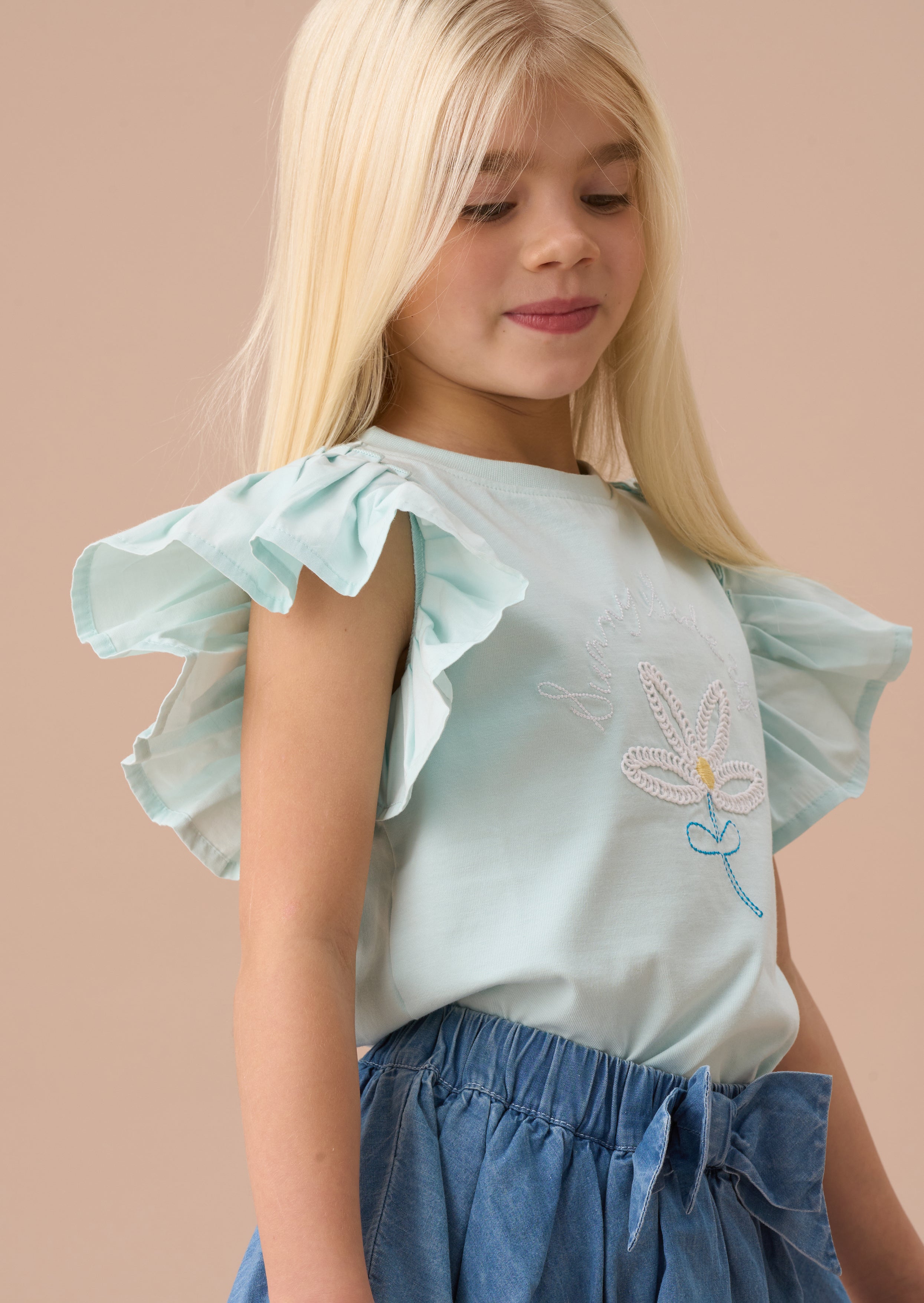 Daisy Blue Pleat Sleeve Top