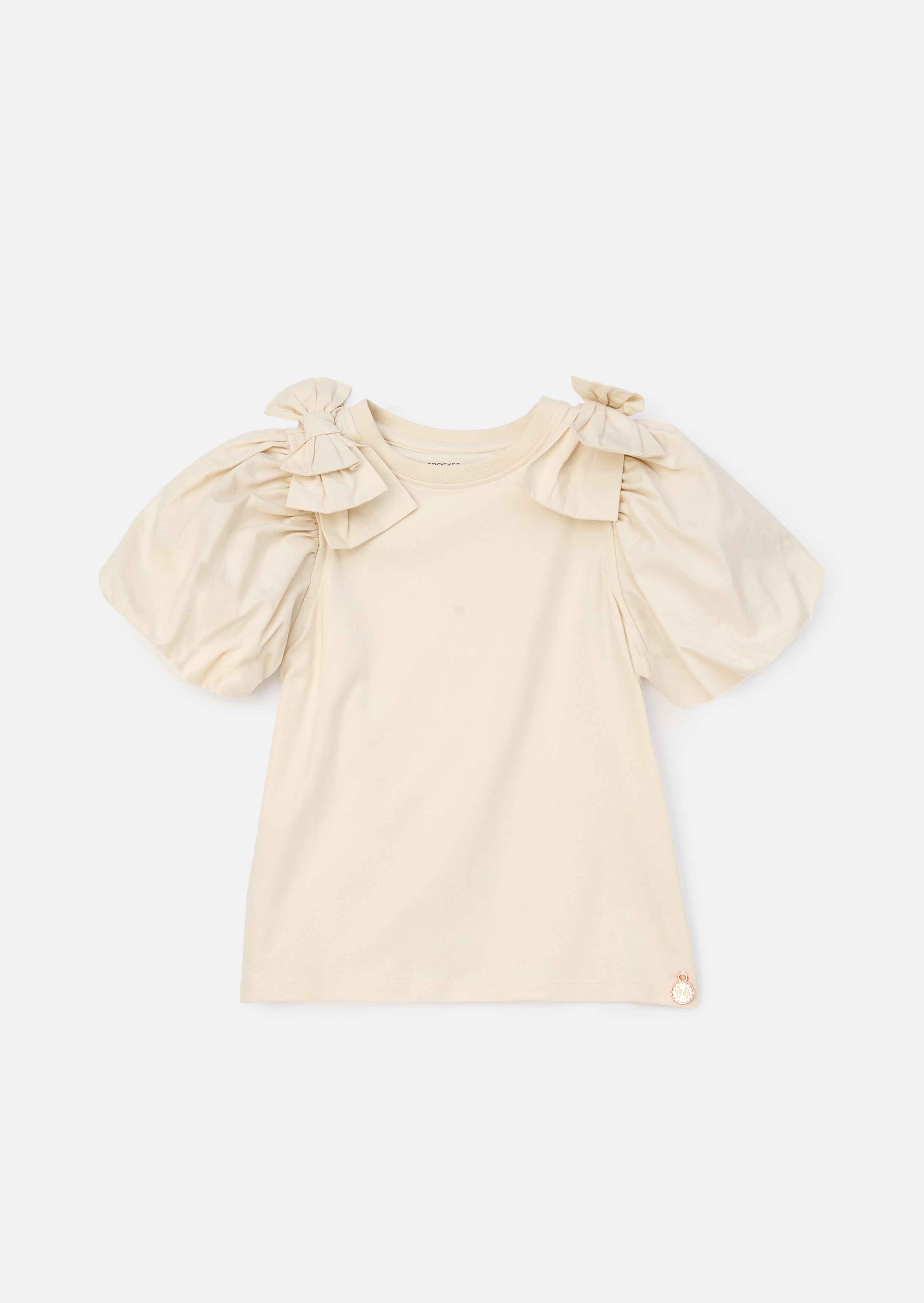 Flossie Ivory Bow Shoulder Puff Sleeve Top