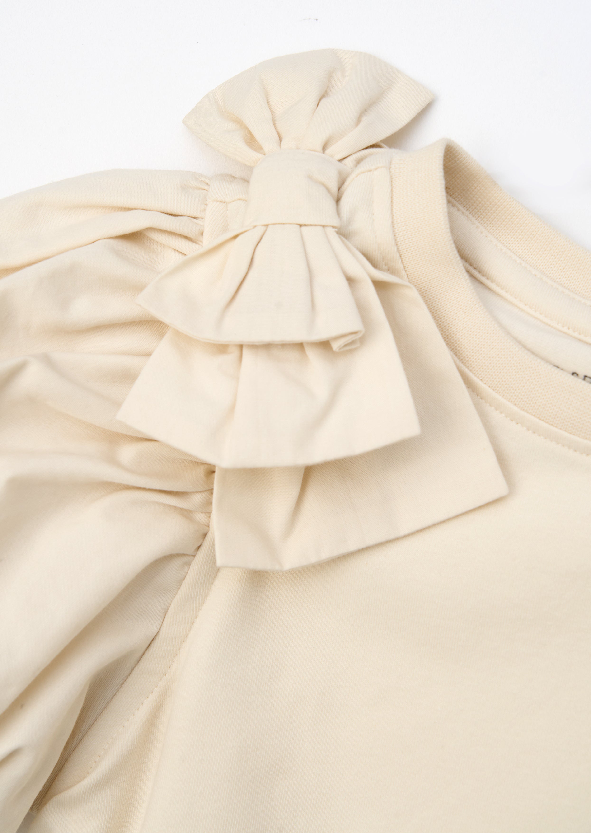 Flossie Ivory Bow Shoulder Puff Sleeve Top