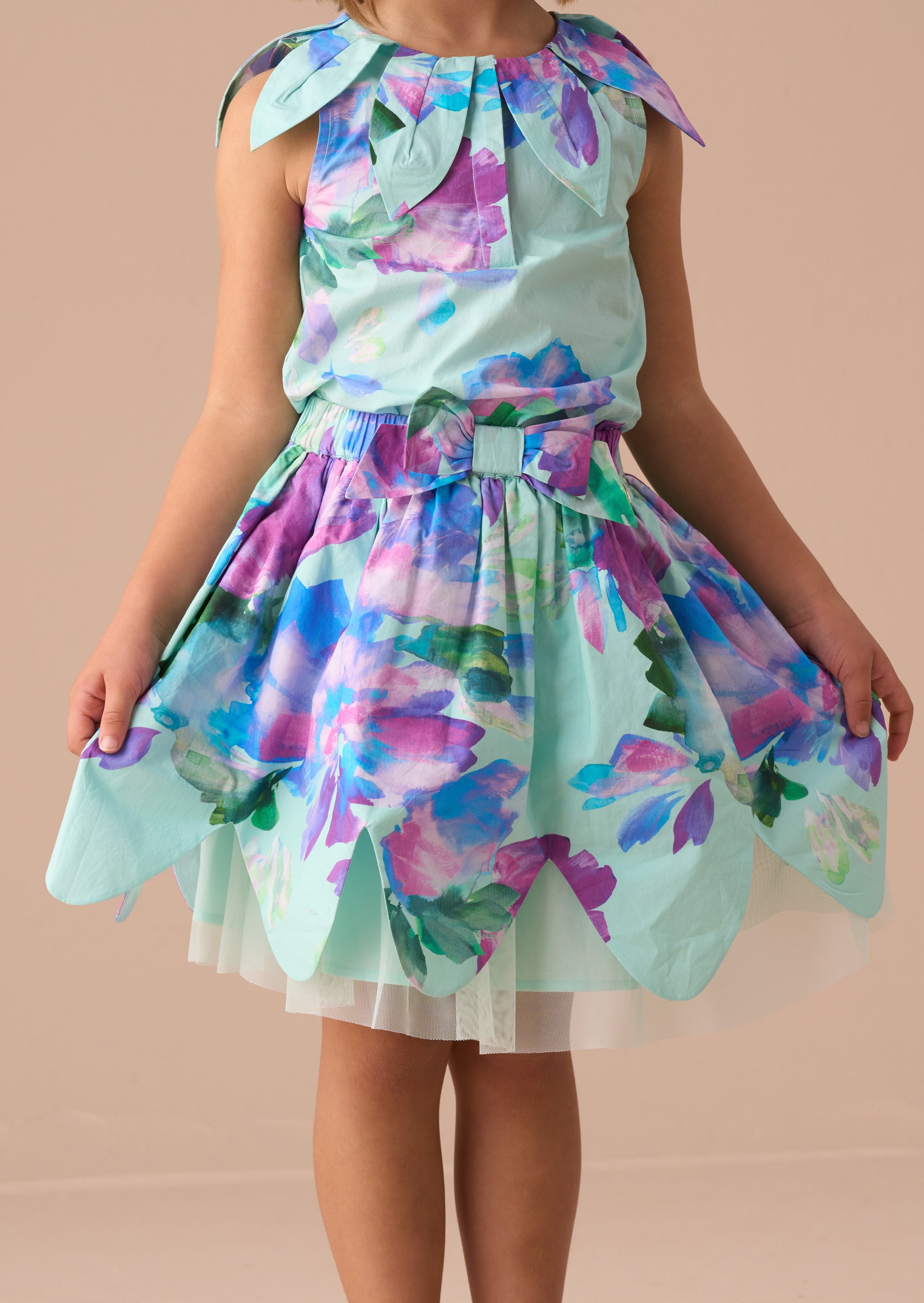 Darcy Mint Petal Print Skirt