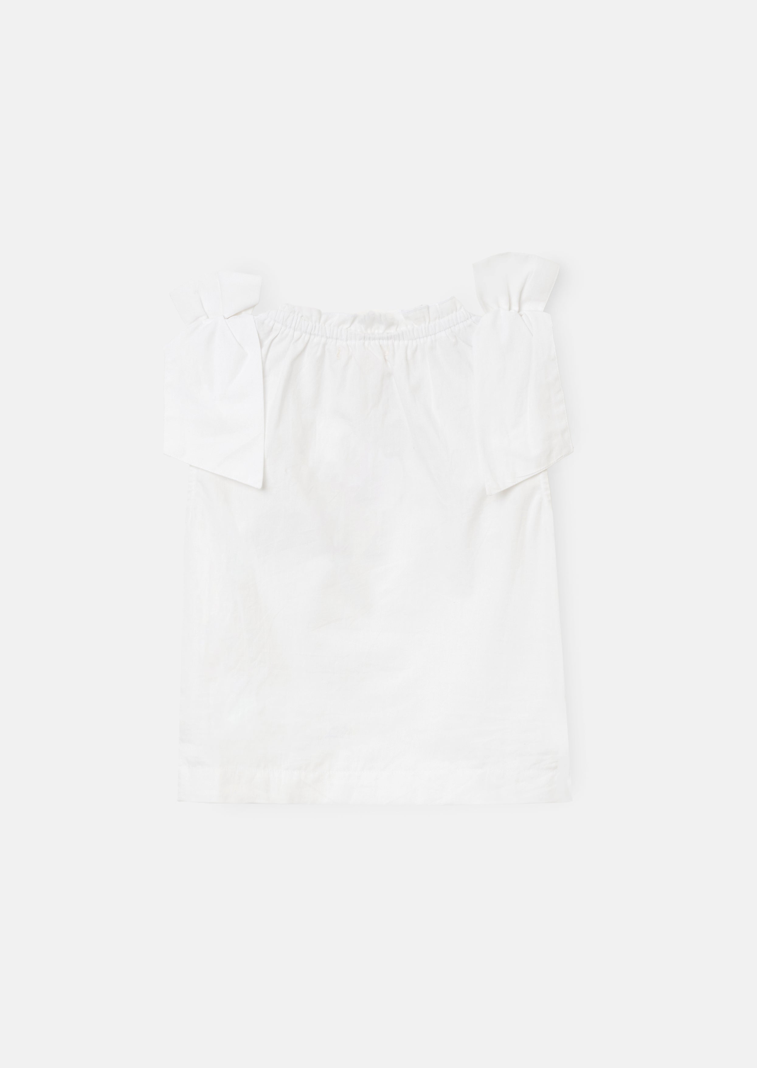 Laurel White Bow Shoulder Woven Top