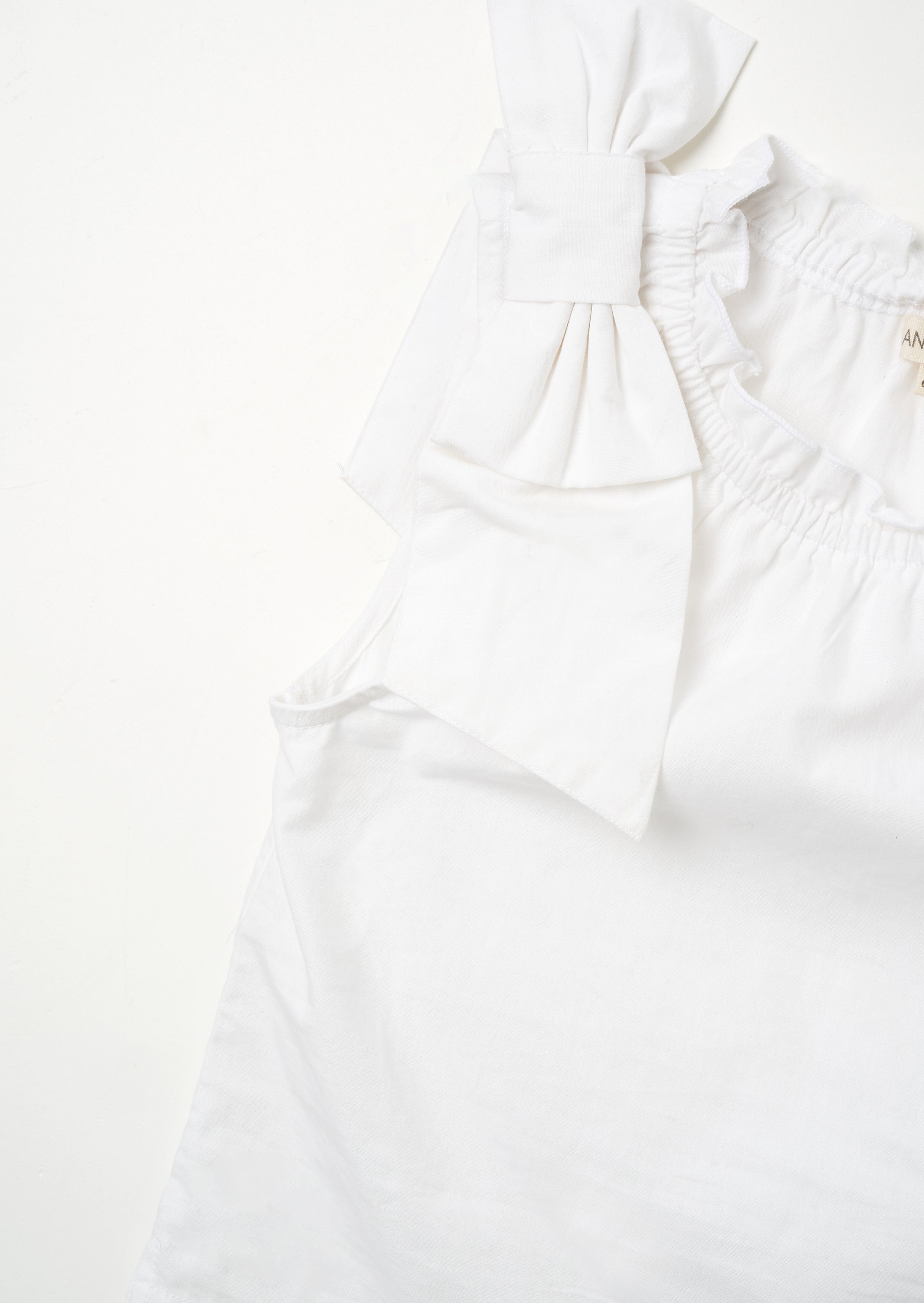 Laurel White Bow Shoulder Woven Top