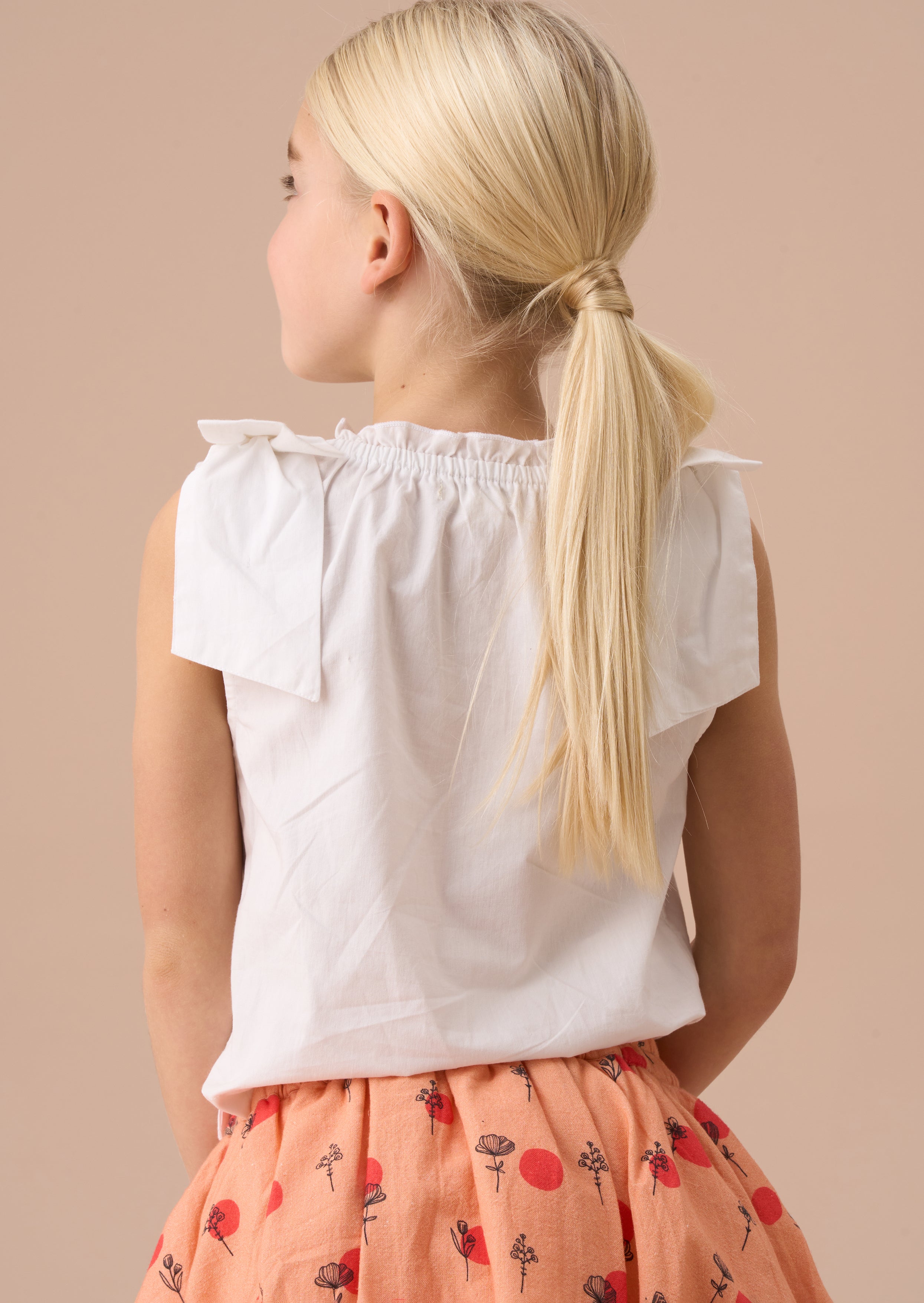 Laurel White Bow Shoulder Woven Top