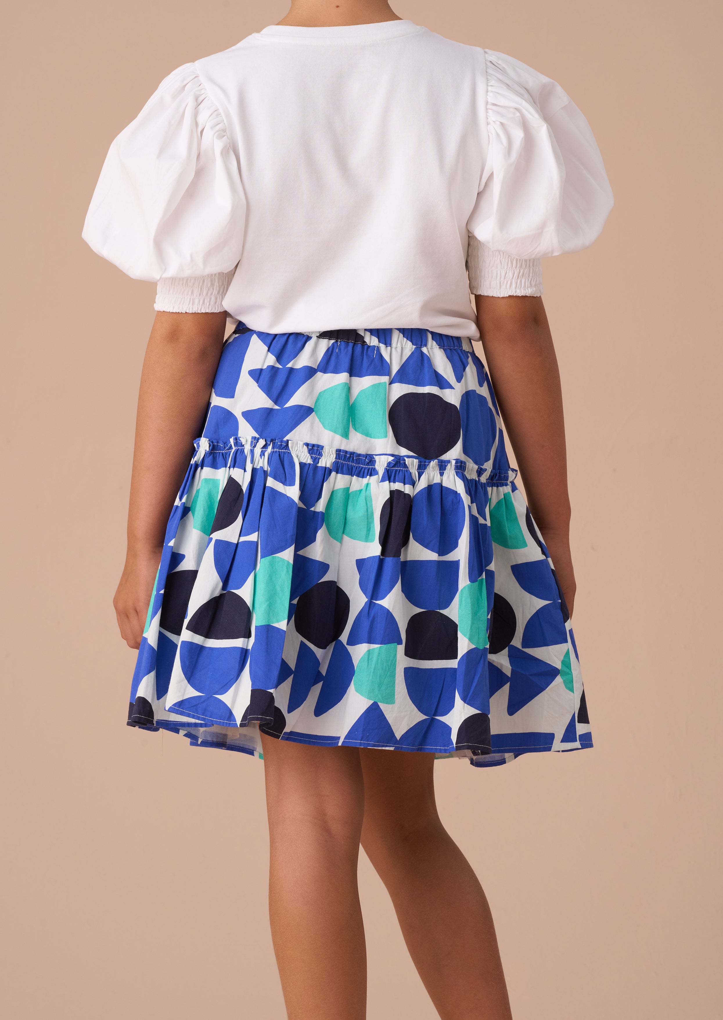 Corina Blue Print Tiered Skirt