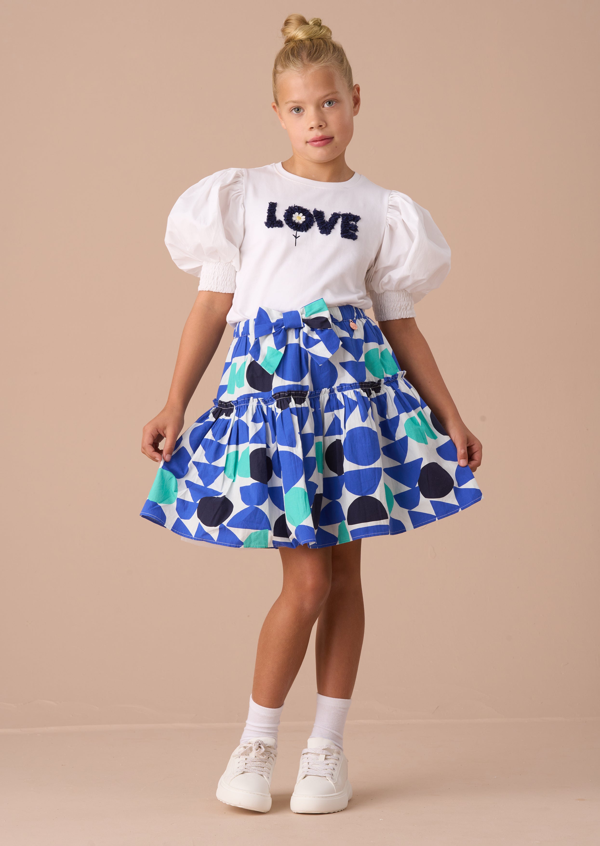 Corina Blue Print Tiered Skirt