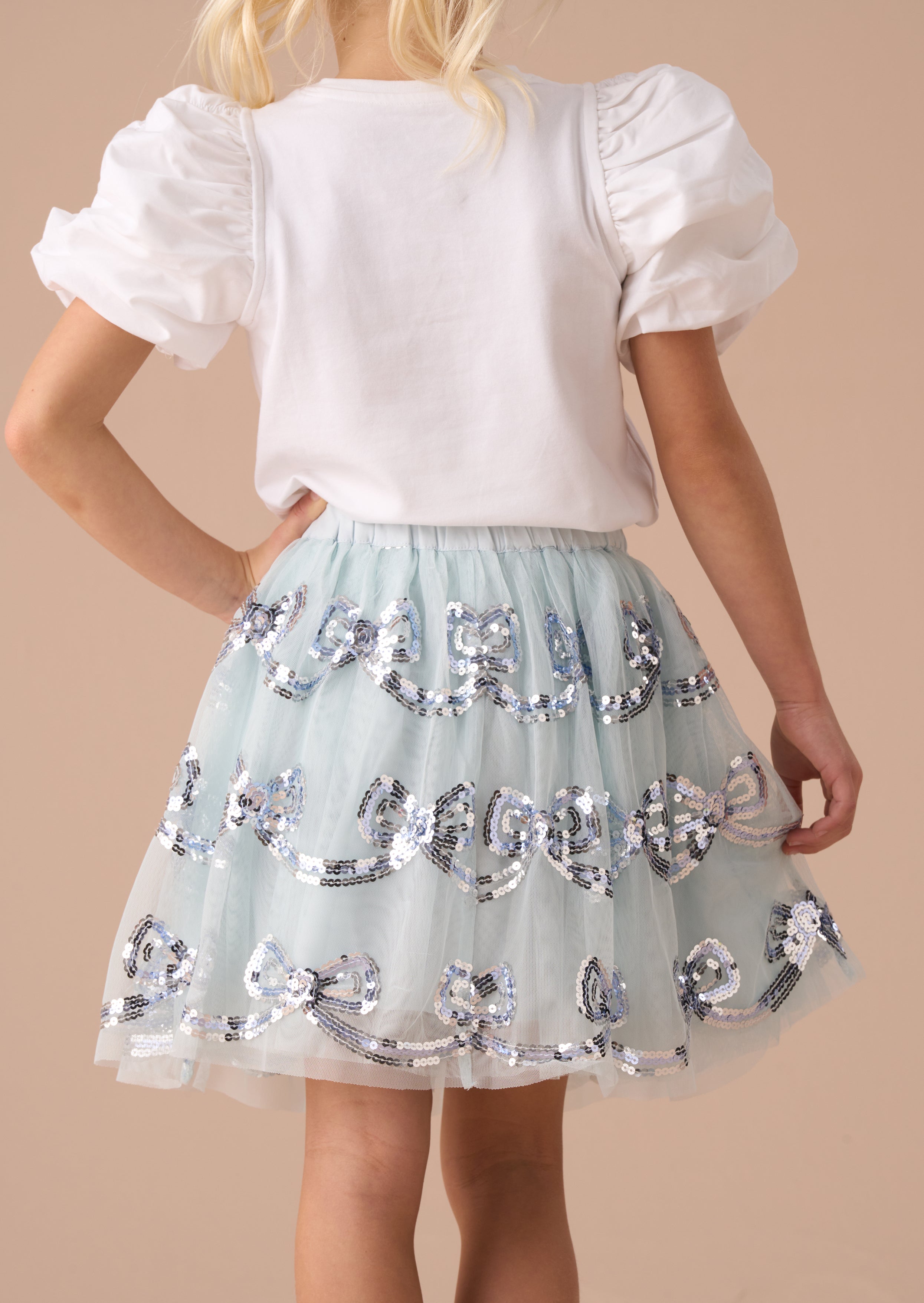 Jolie Blue Mesh Sequin Skirt