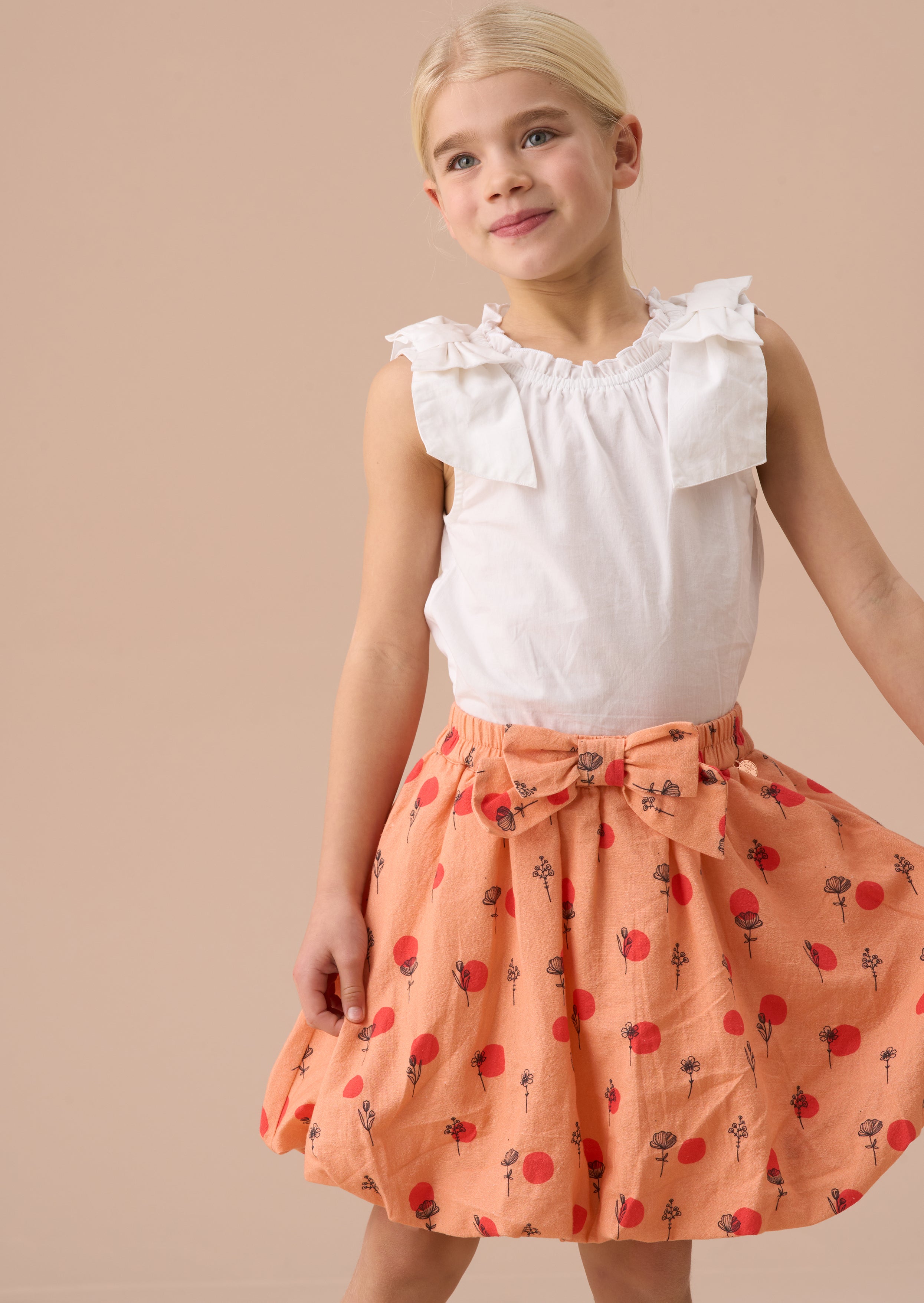 Annie Coral Puff Ball Skirt