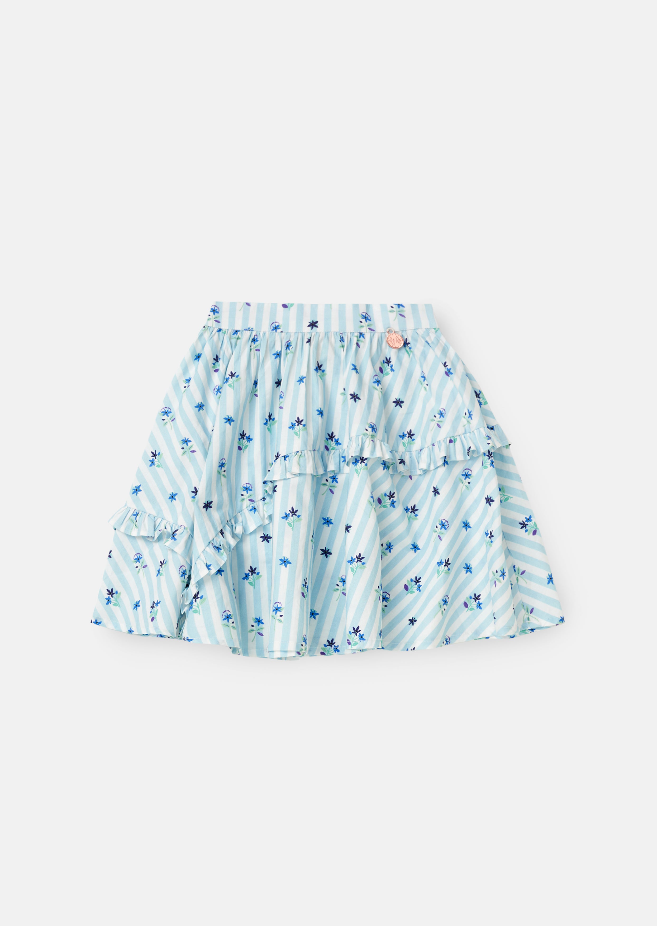 Pia Blue Print Frill Skirt