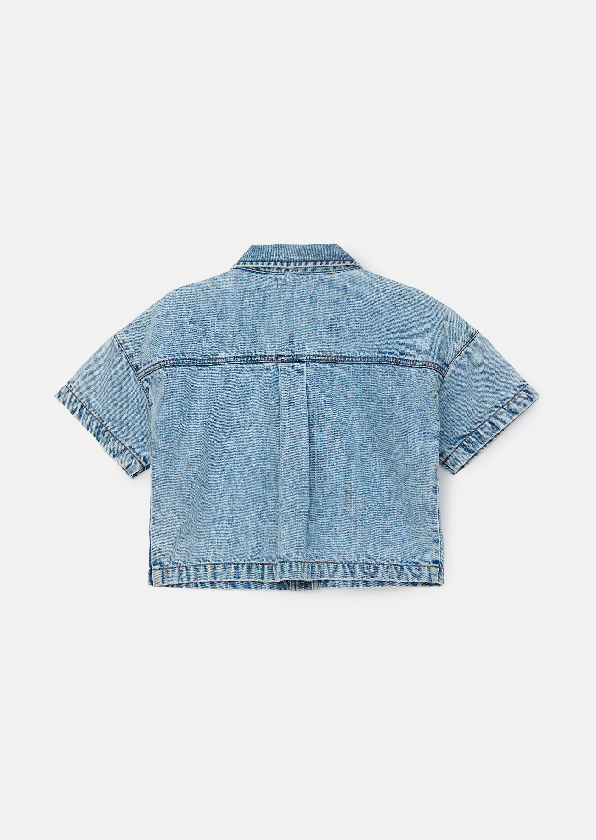 Zeta Blue Diamonte Short Sleeve Denim Shirt