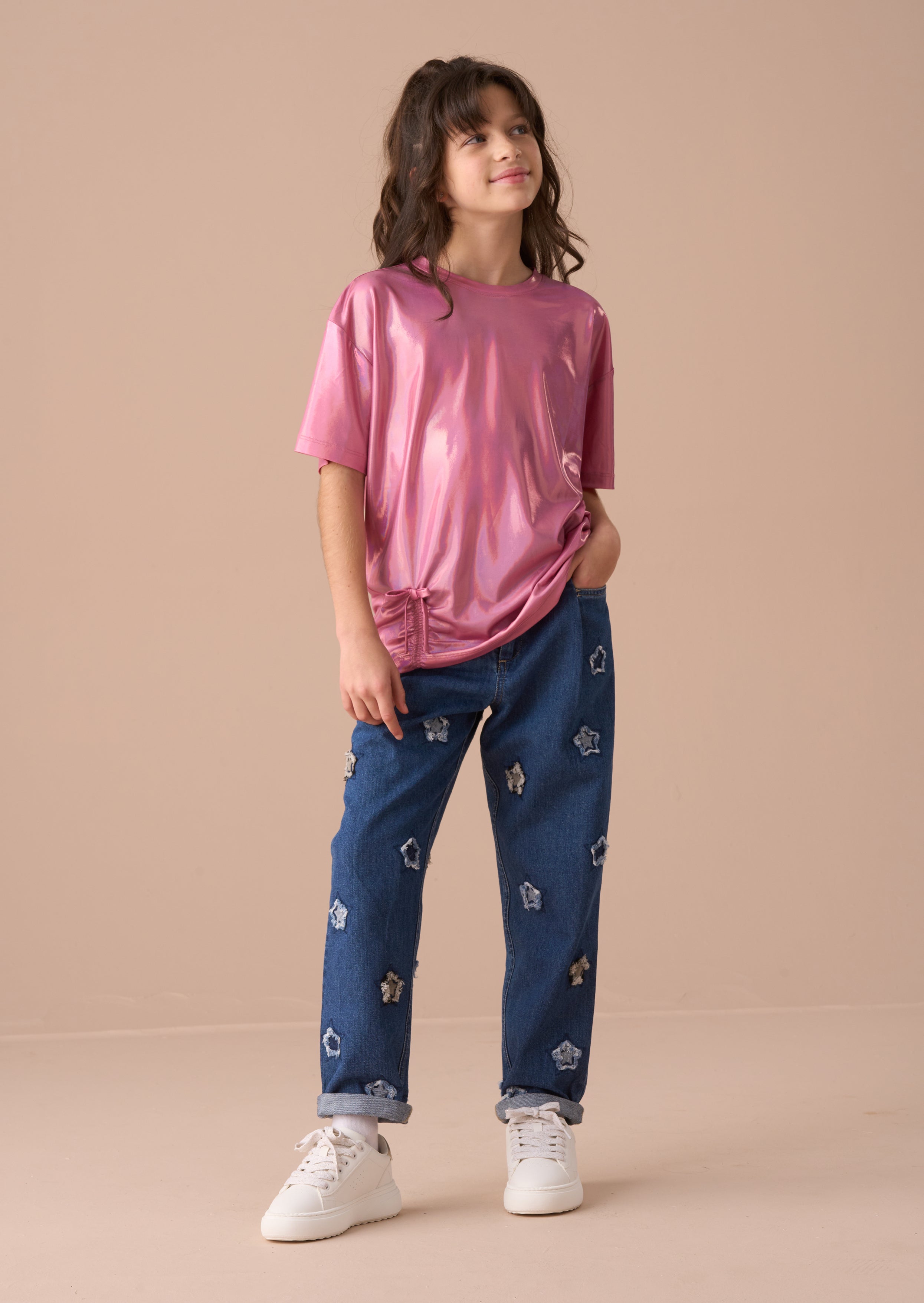 Mollie Blue Star Applique Barrel Fit Jean