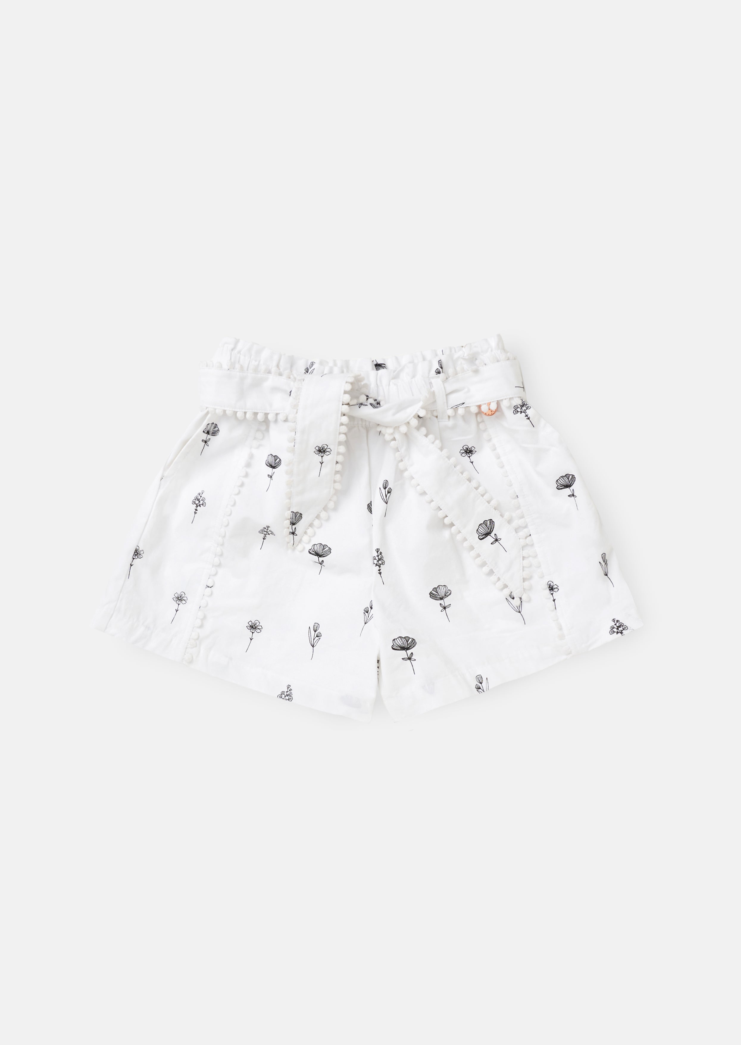 Raya Ivory Printed Poplin Shorts