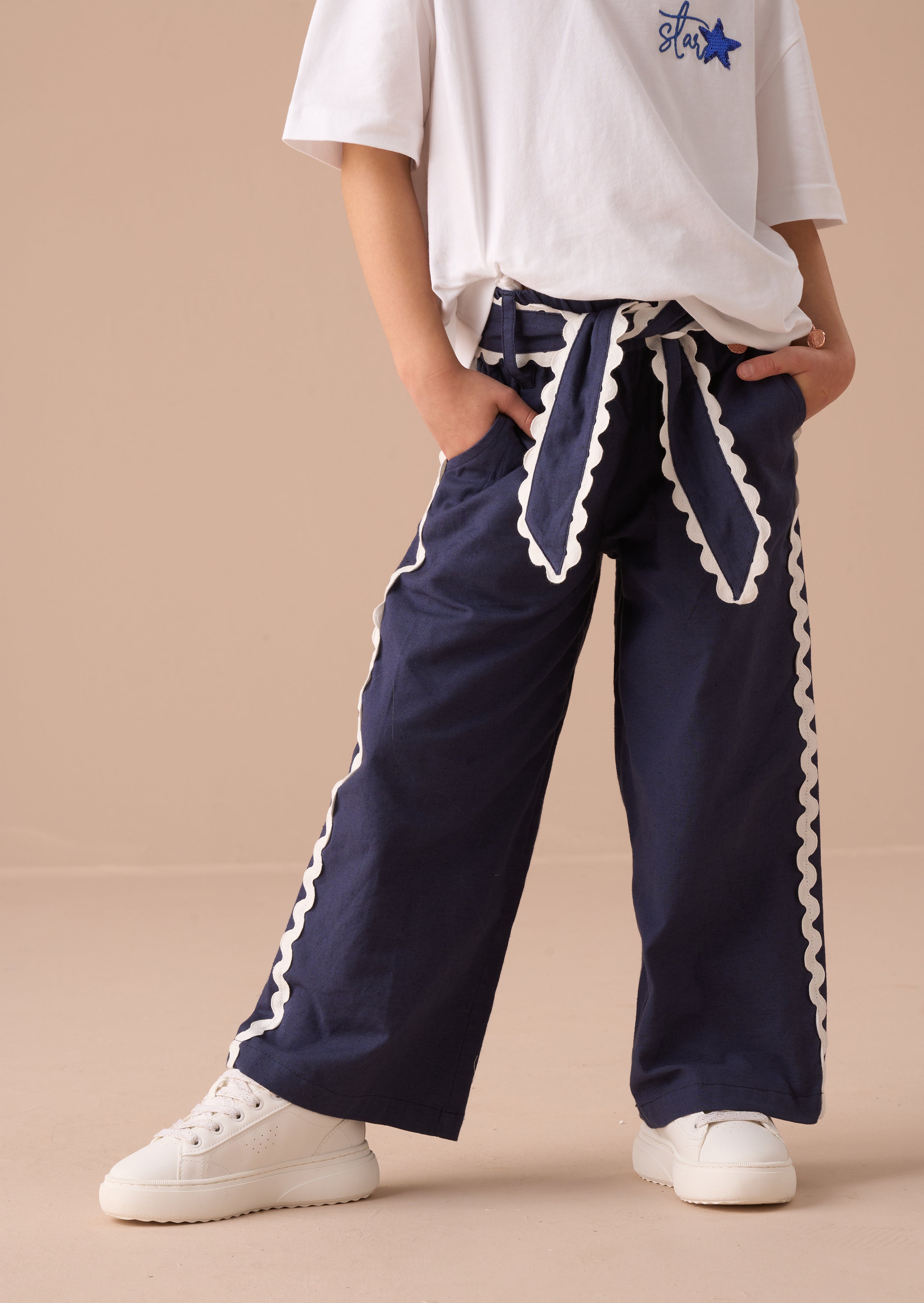 Erica Navy Linen Blend Trousers