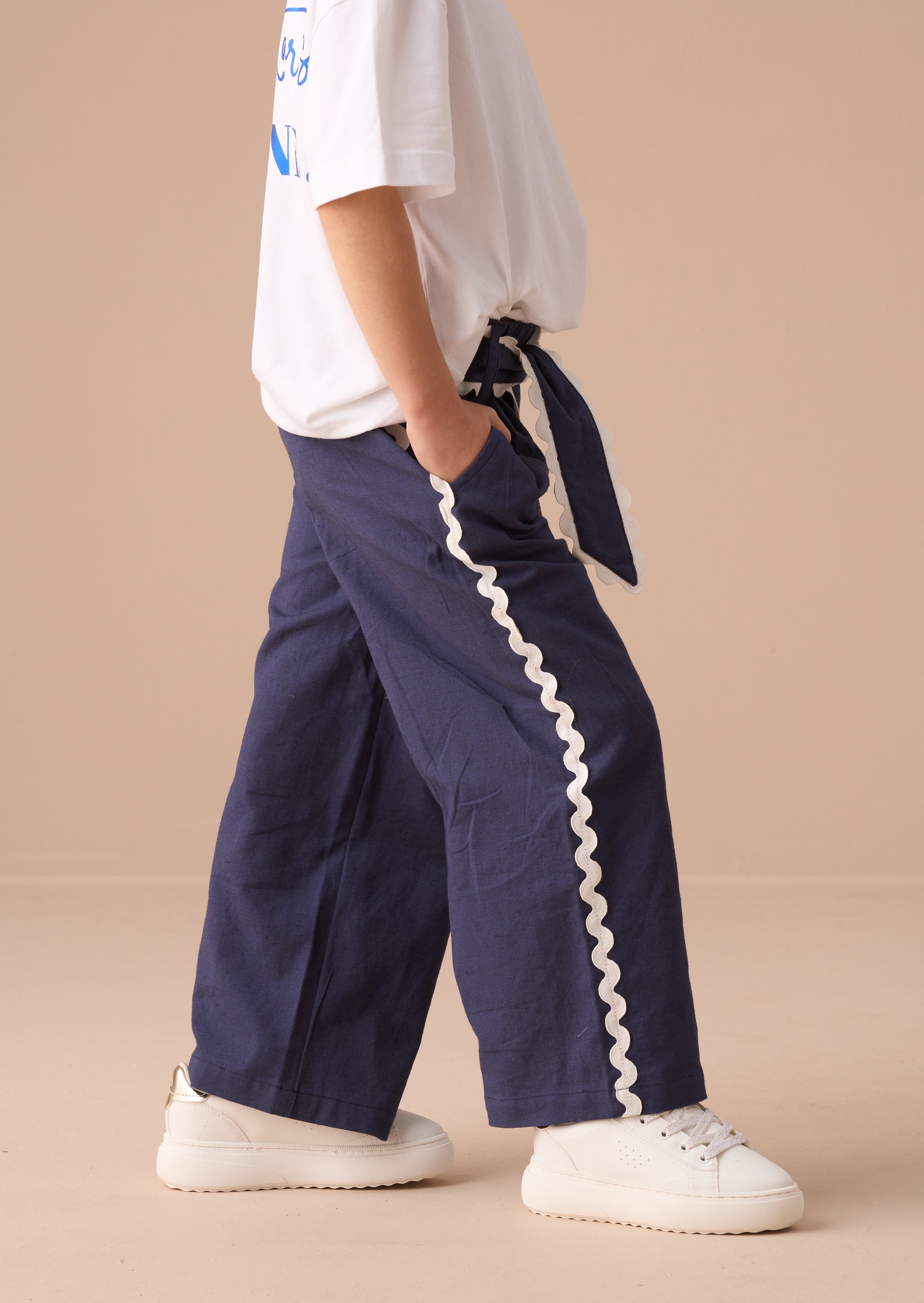 Erica Navy Linen Blend Trousers