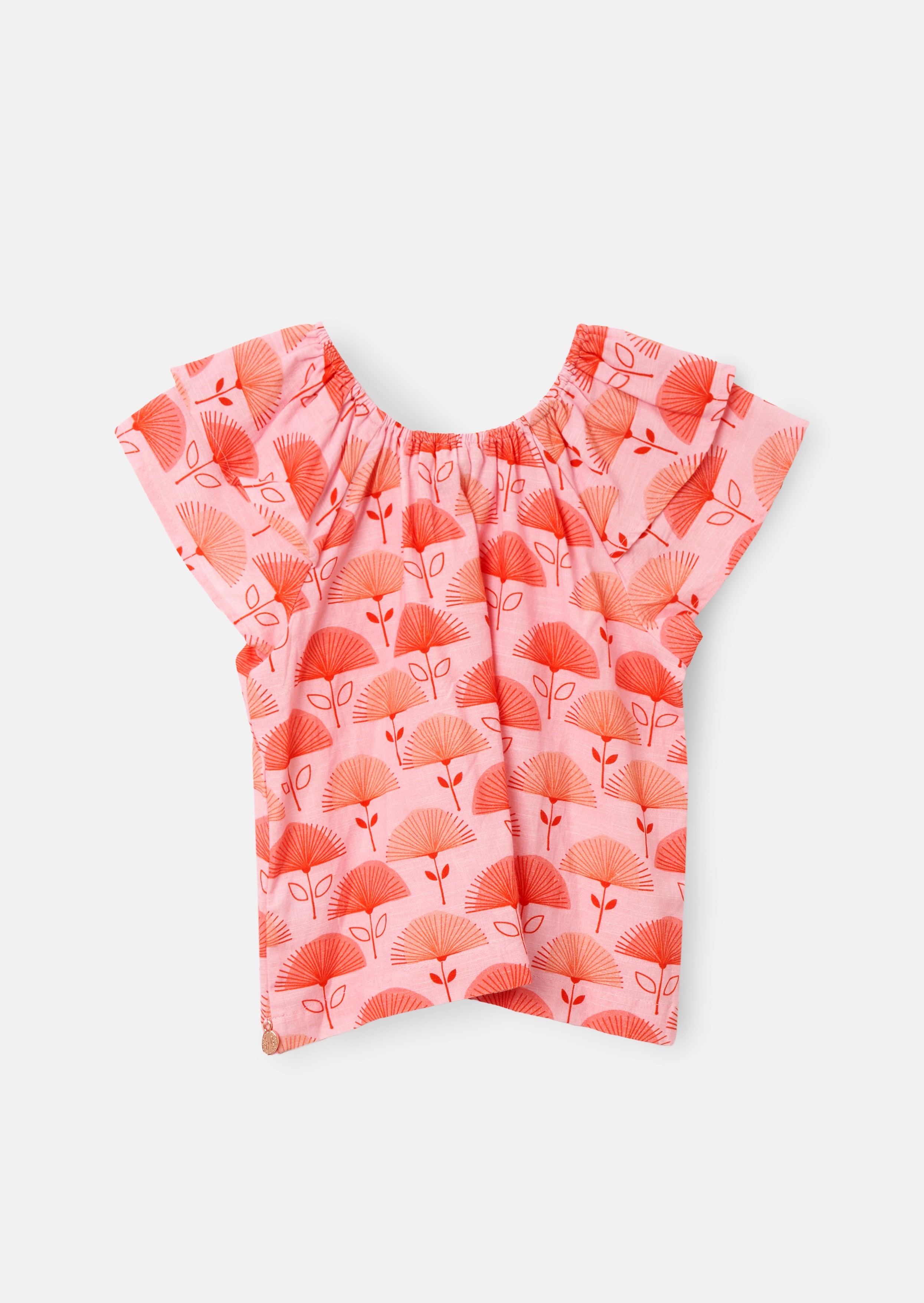 Carman Pink Fan Floral Top