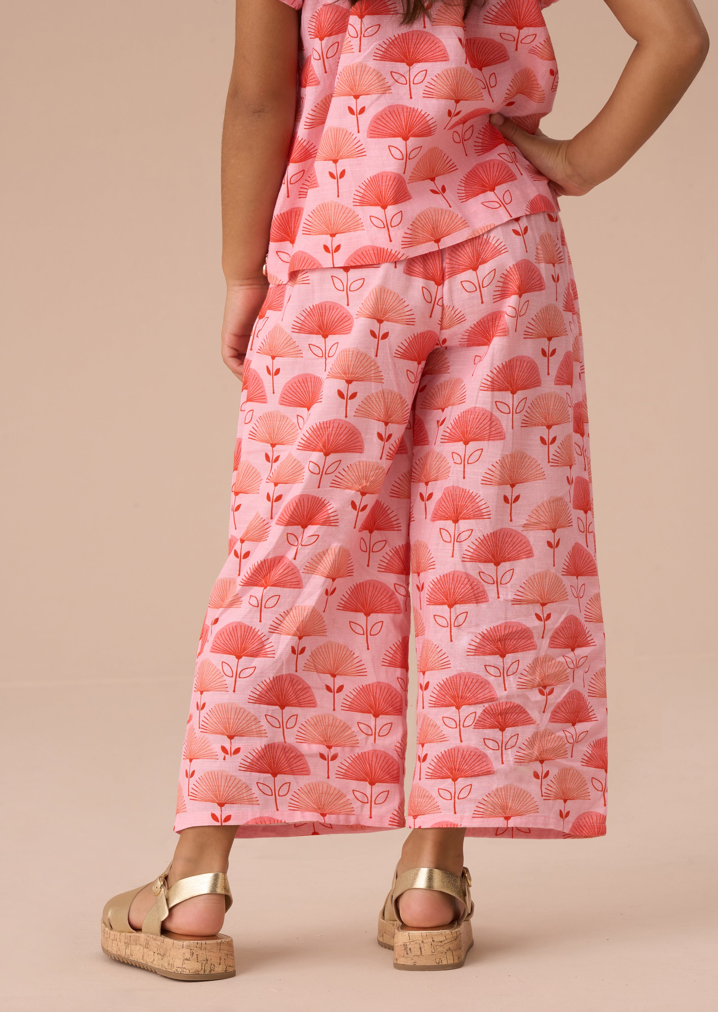 Carman Pink Fan Floral Trousers