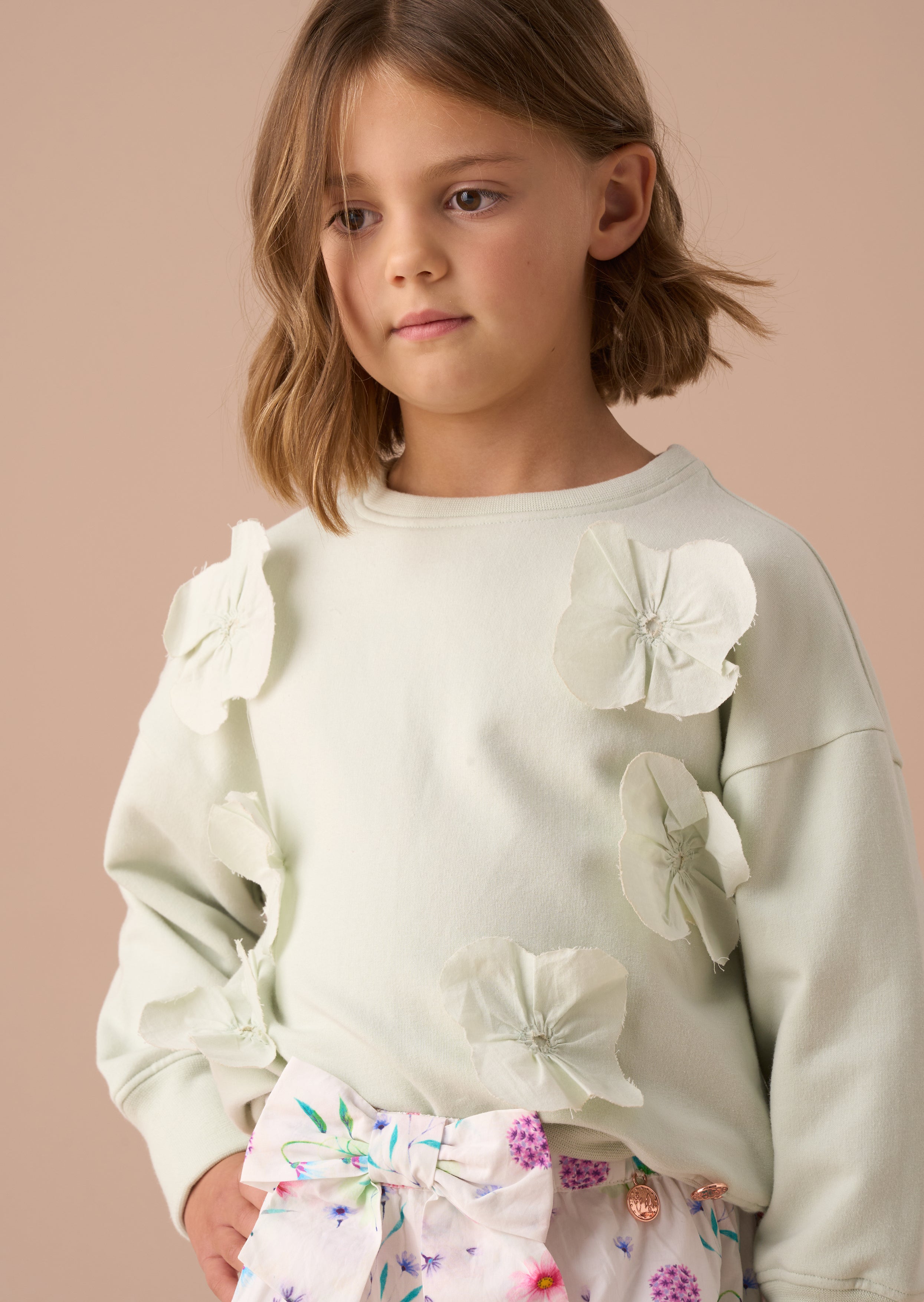 Bloom Mint Cotton Flower Applique Jumper