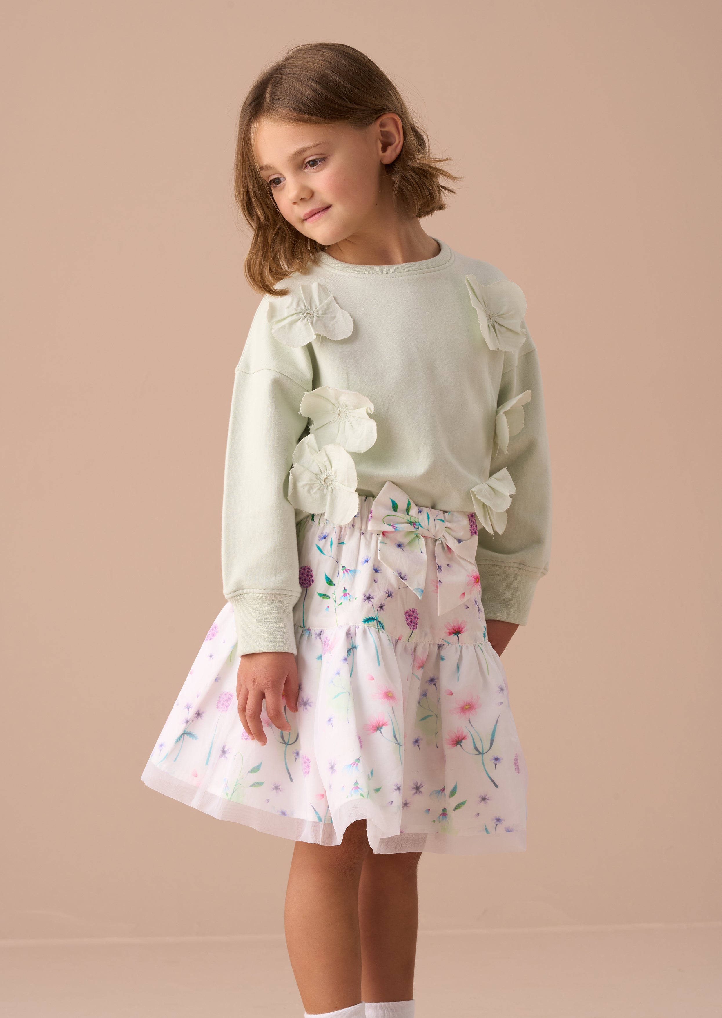 Bloom Mint Cotton Flower Applique Jumper