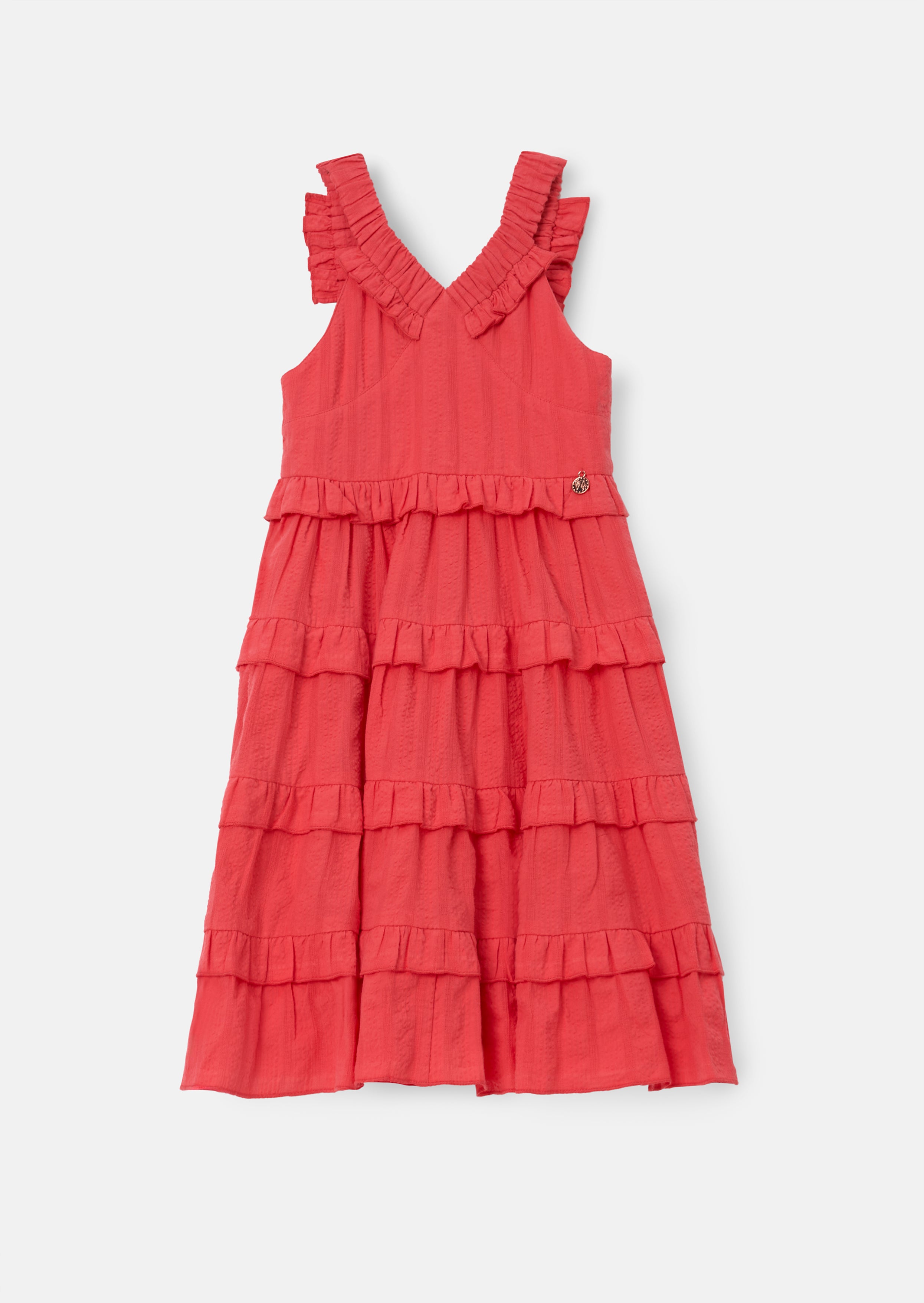 Marie Coral Tiered Frill Dress