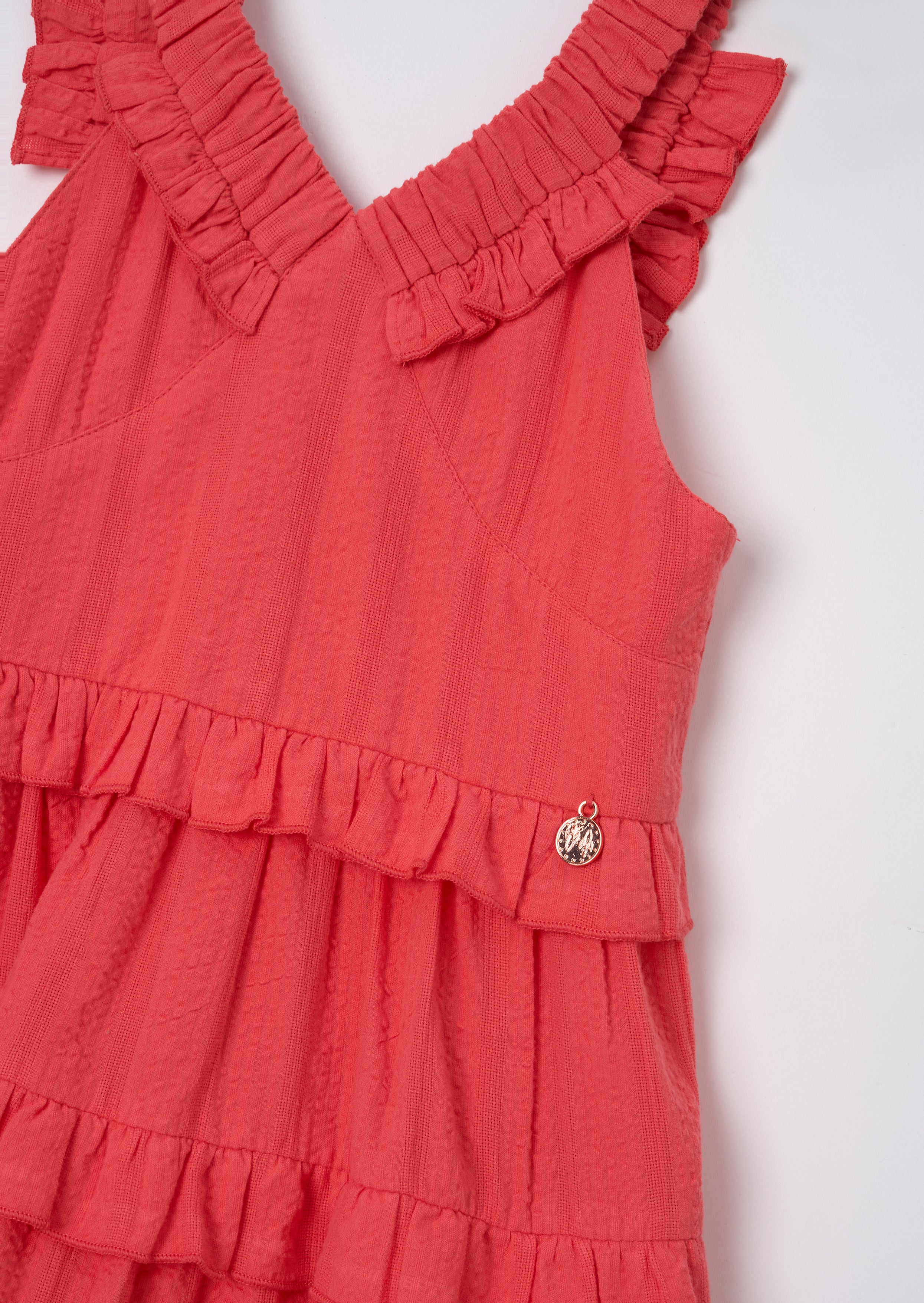 Marie Coral Tiered Frill Dress