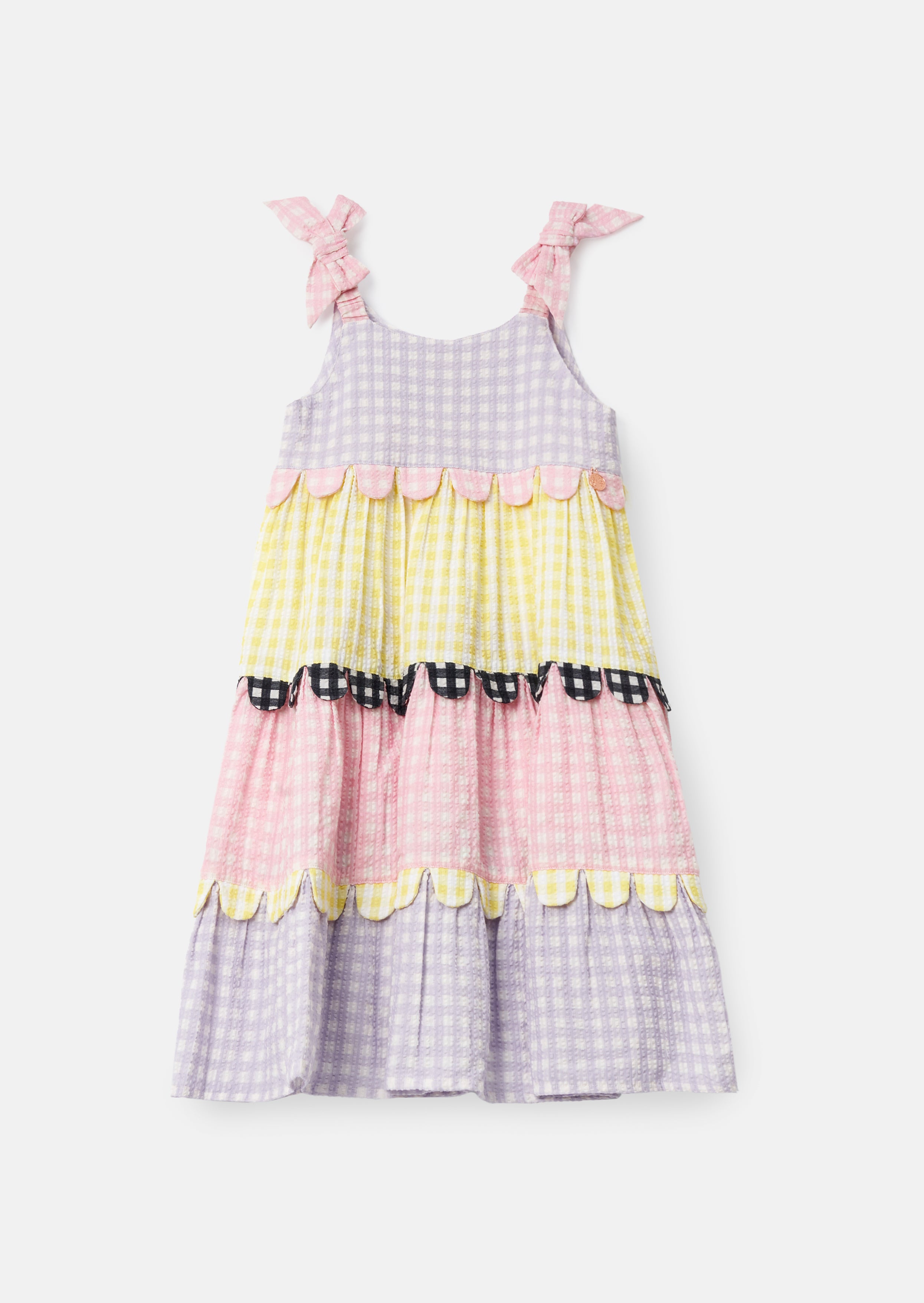 Bianka Multi Mixed Check Tiered Sundress