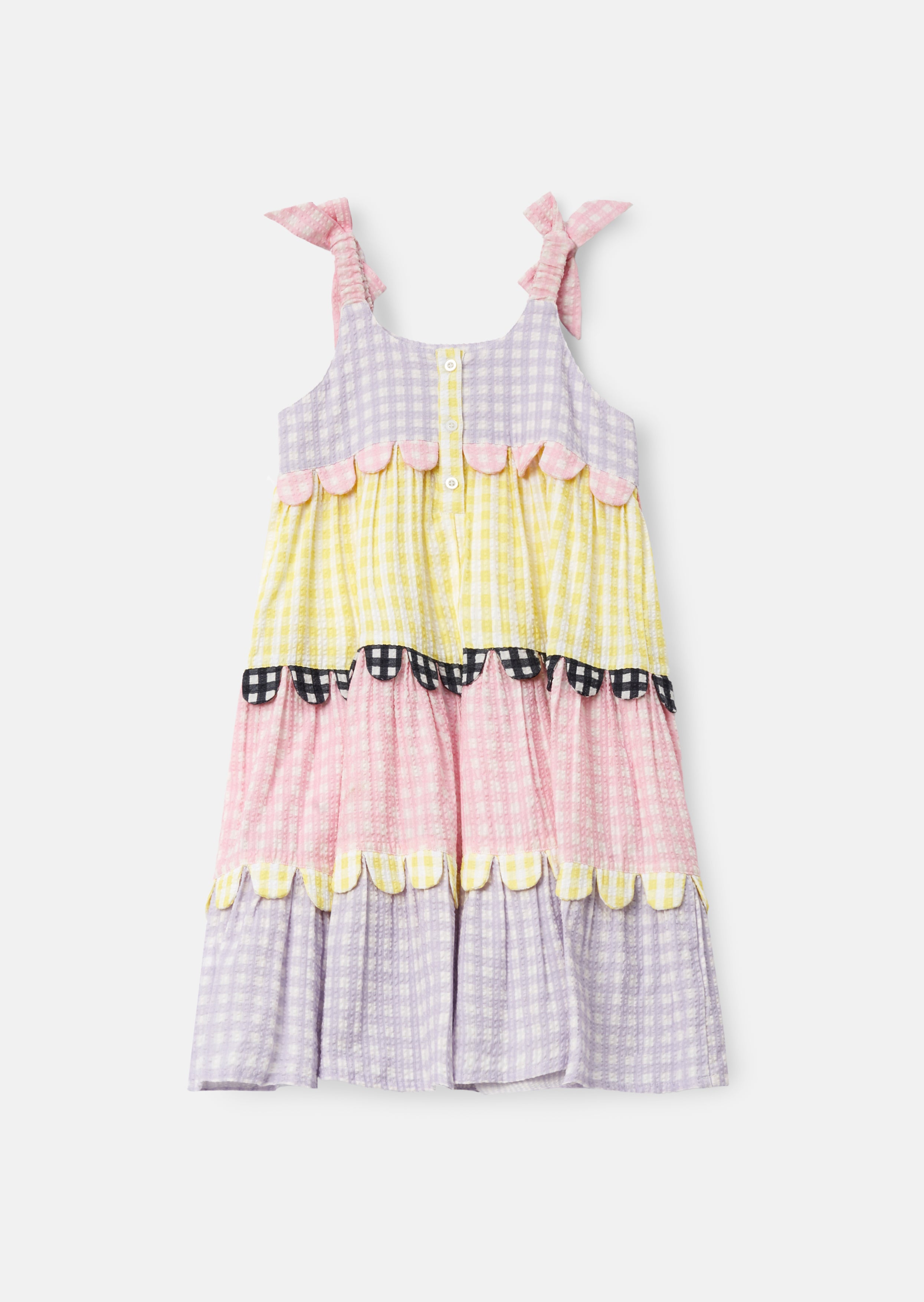 Bianka Multi Mixed Check Tiered Sundress