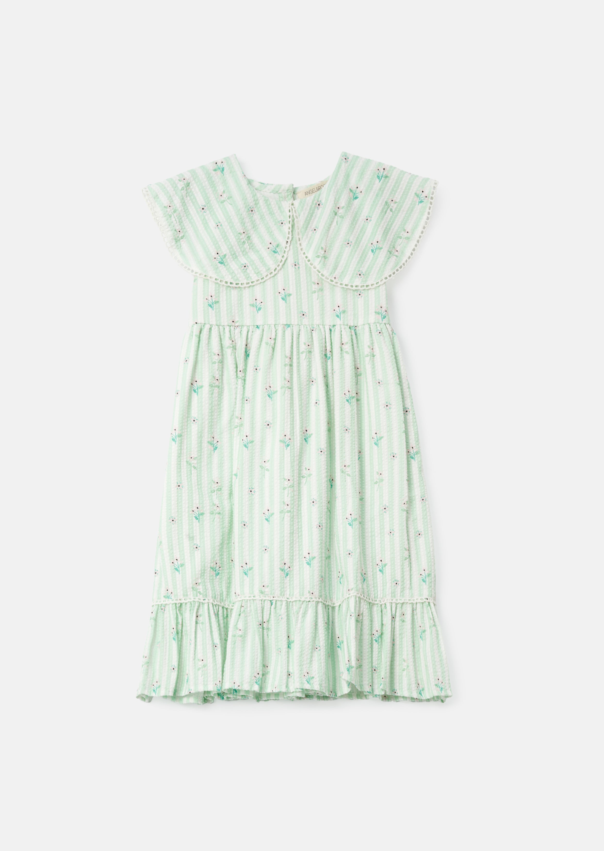 Ellery Mint Stripe Collar Ditsy Floral Dress