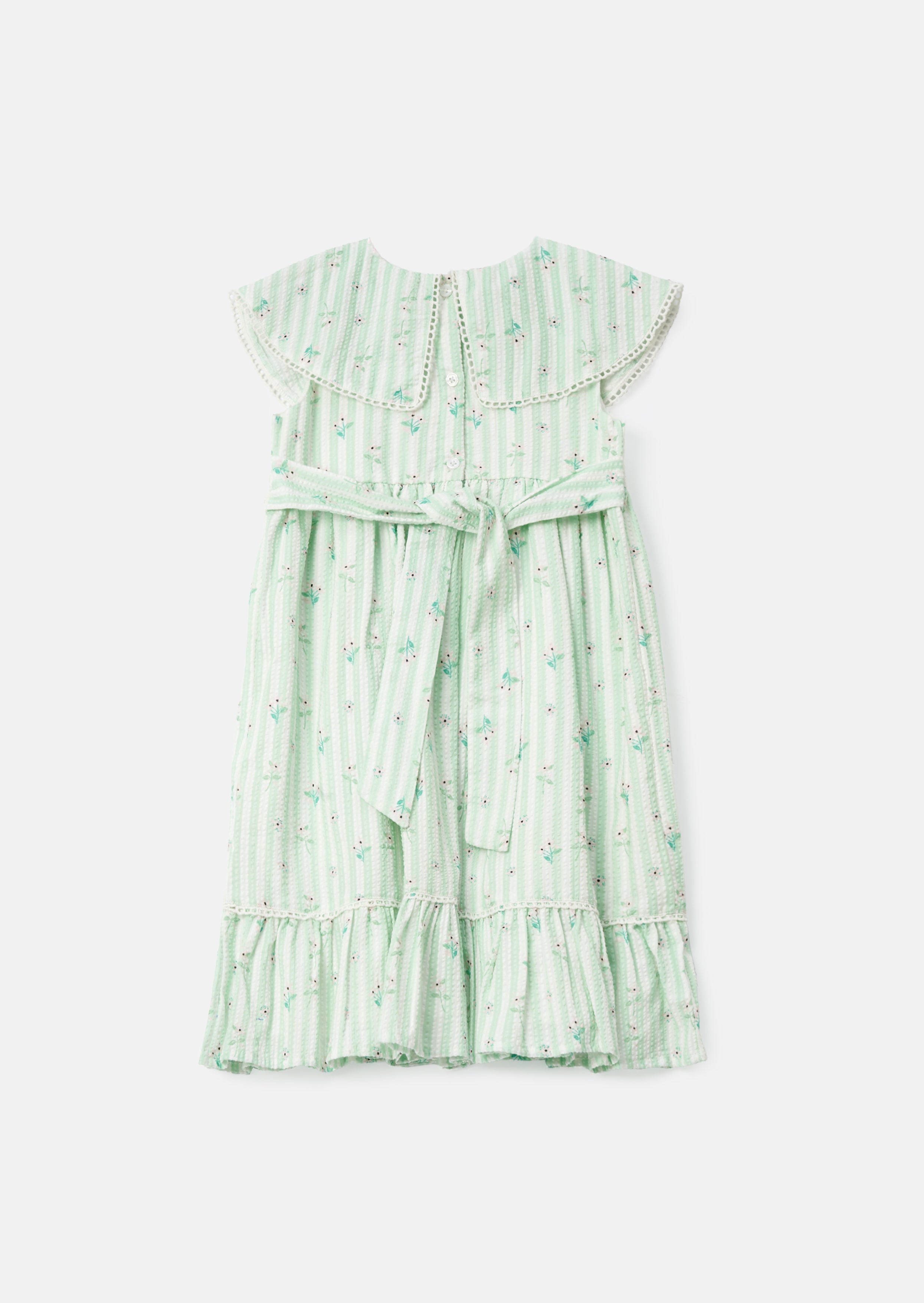 Ellery Mint Stripe Collar Ditsy Floral Dress