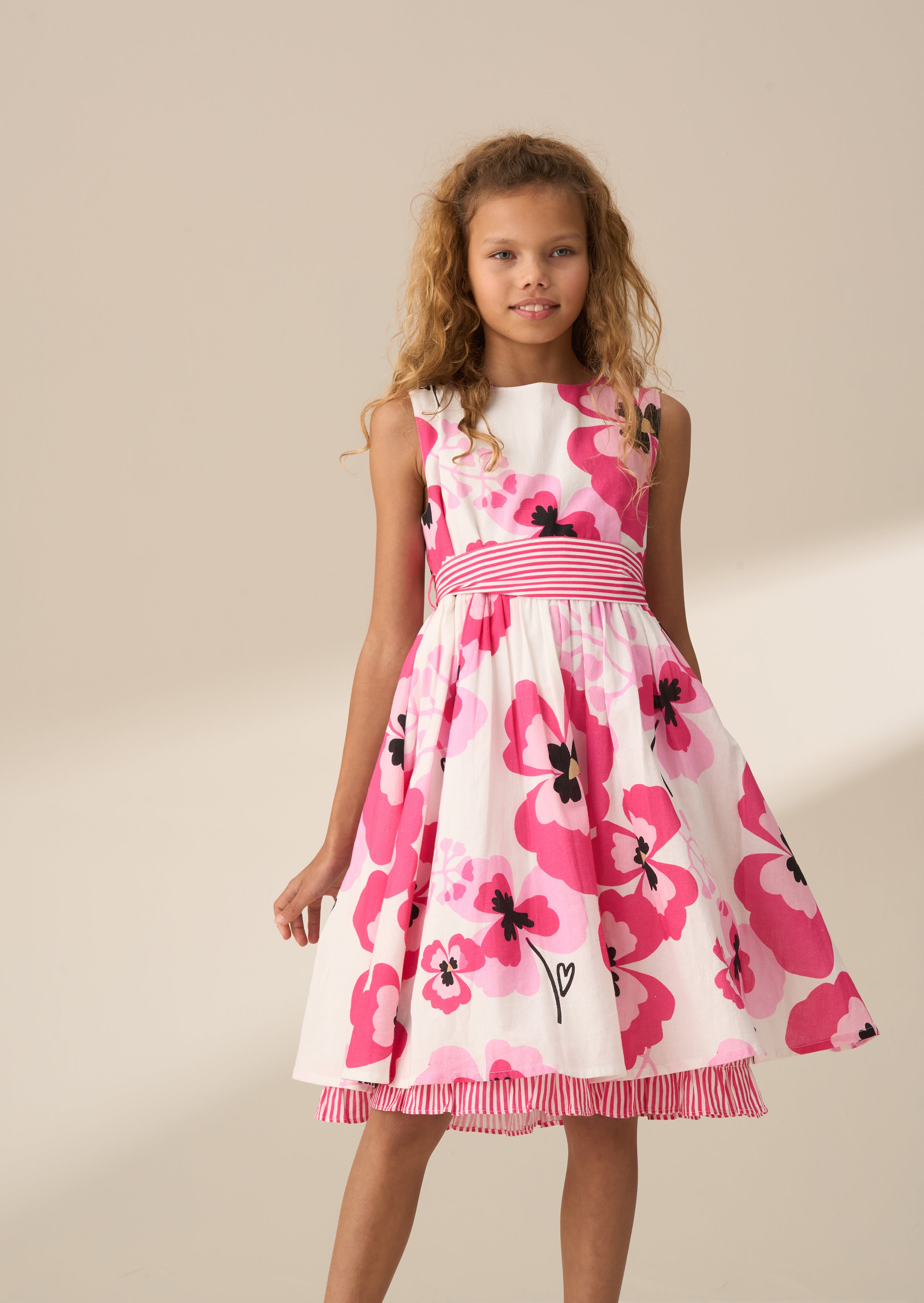 Bella Pink Pansy Print Dress