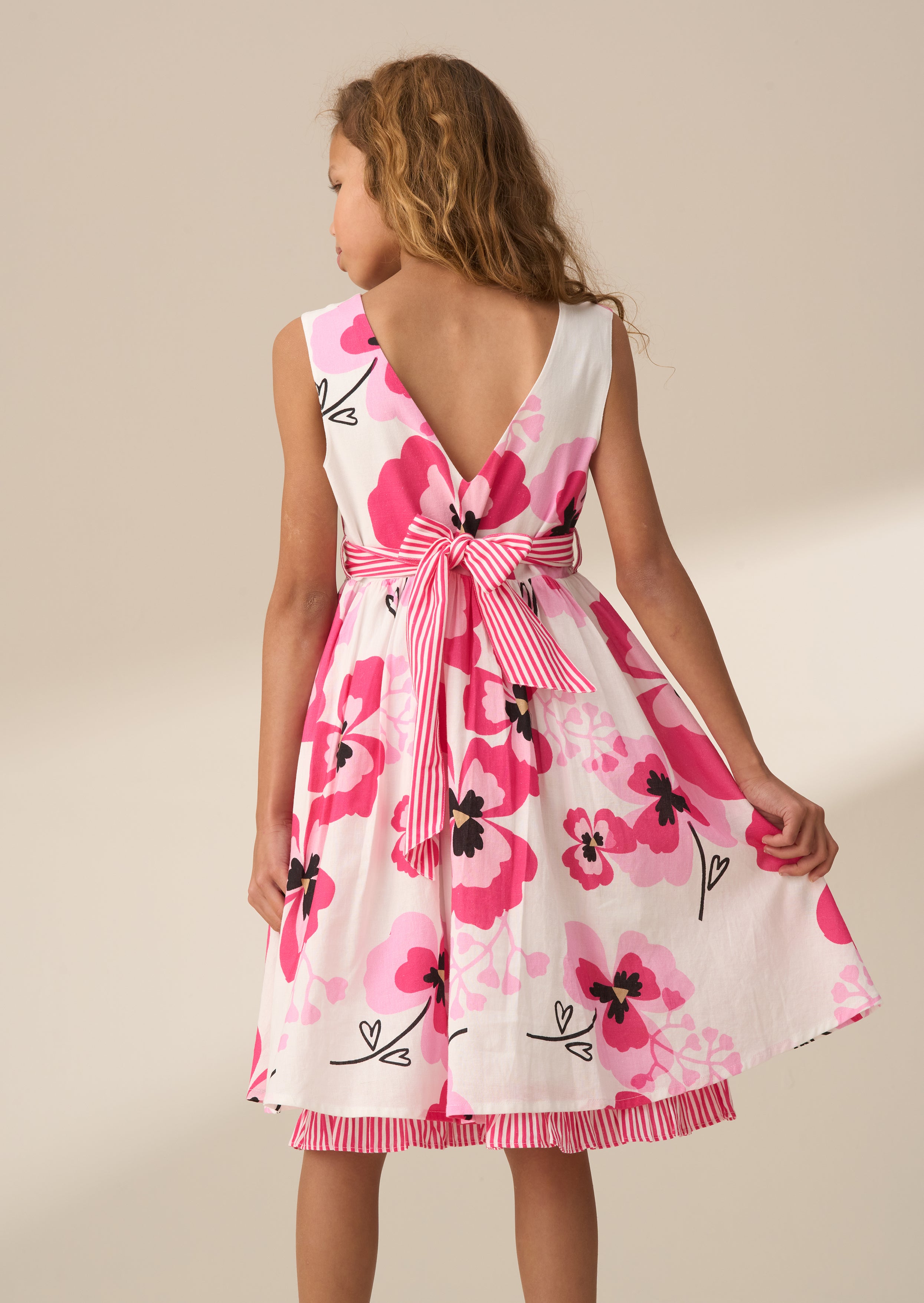 Bella Pink Pansy Print Dress