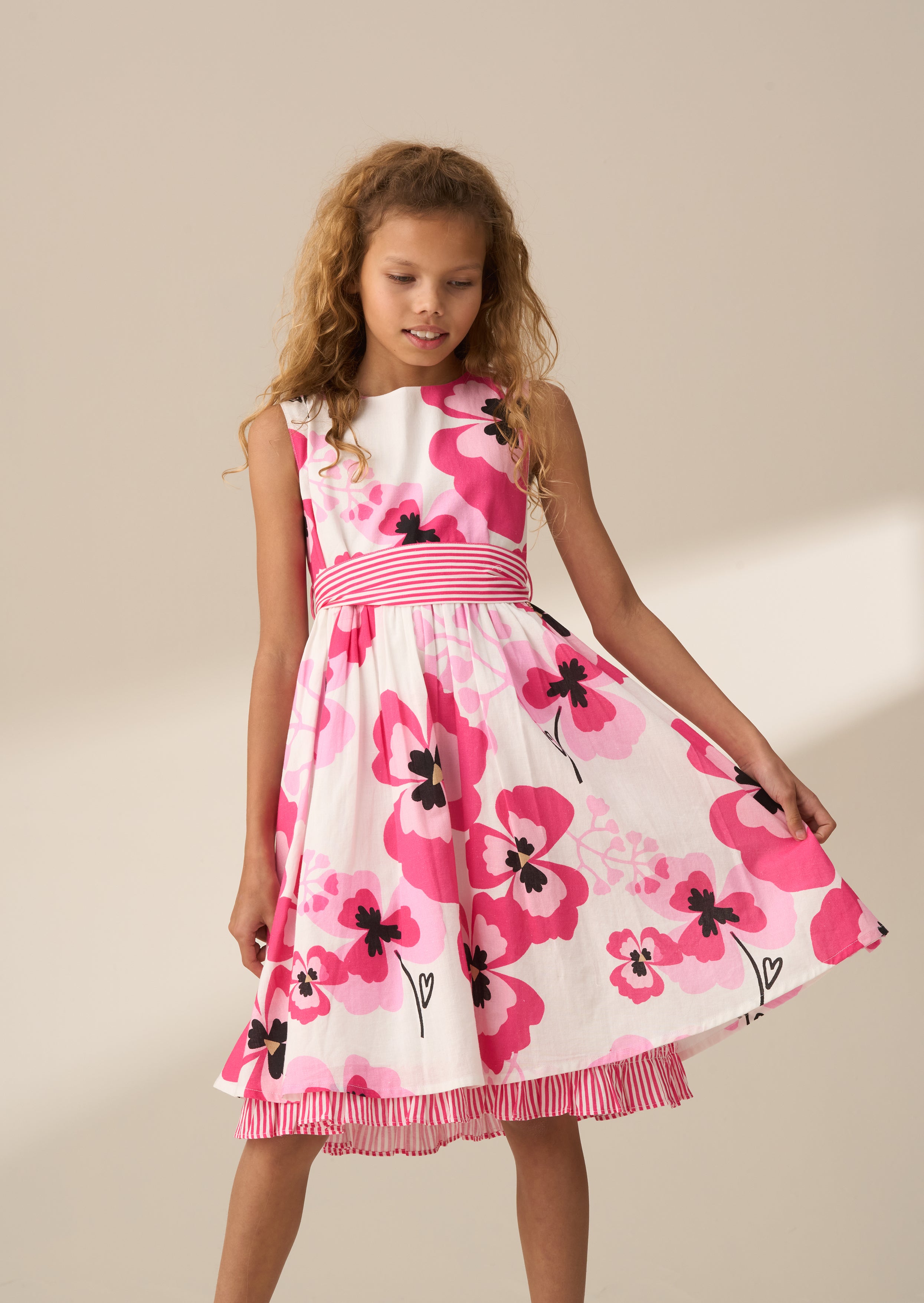 Bella Pink Pansy Print Dress