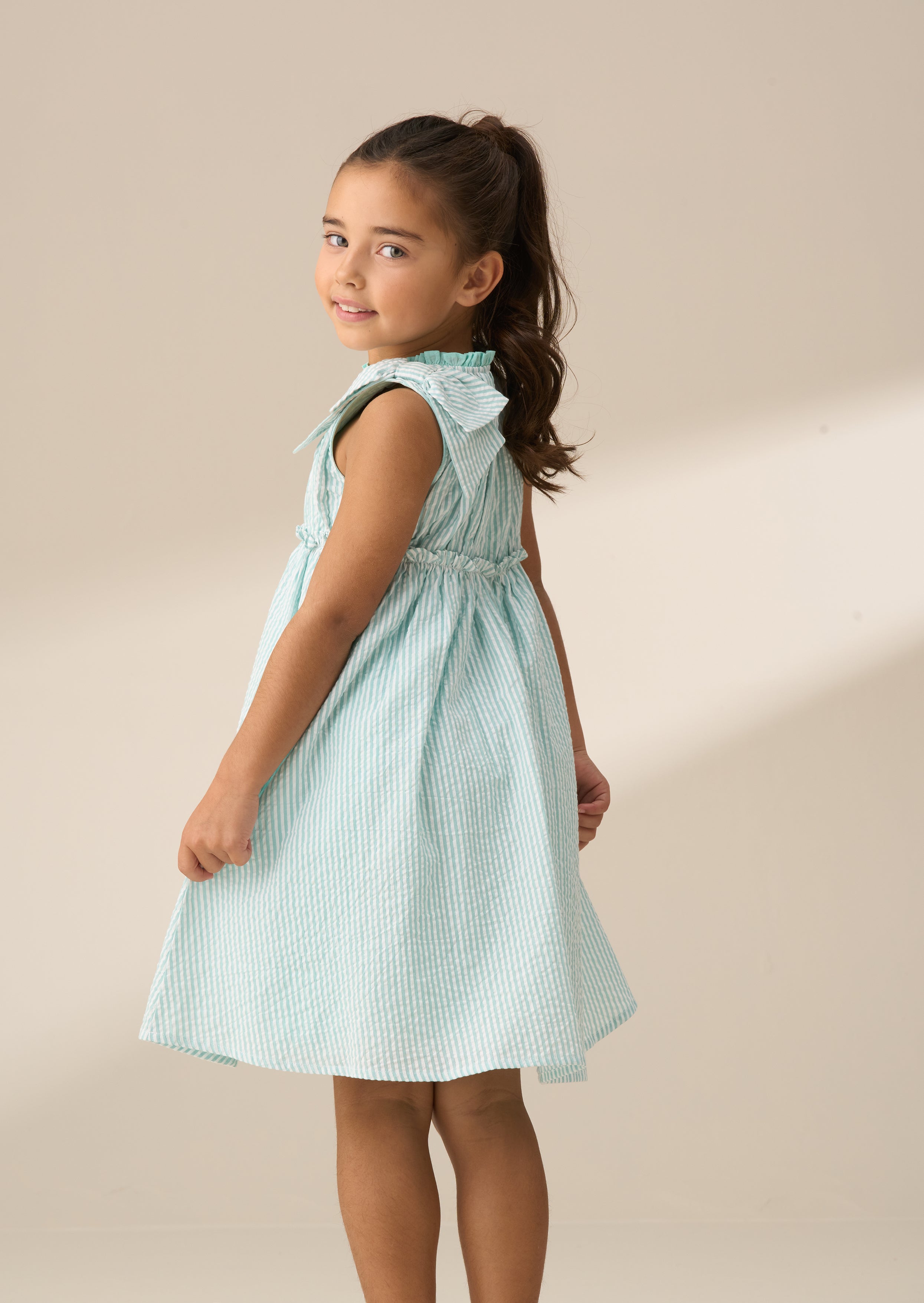 Giana Mint Seersucker Stripe Dress