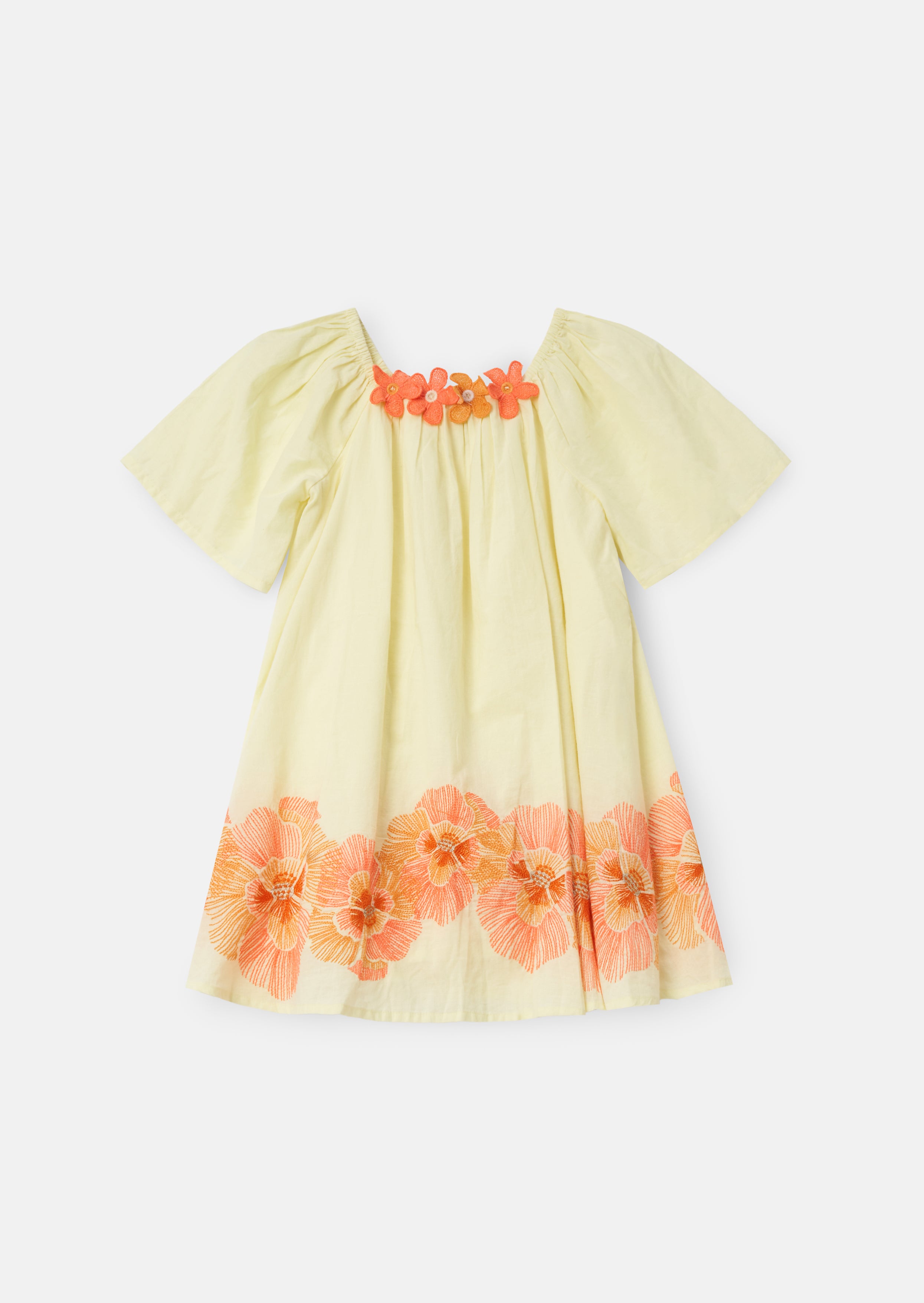 Coletta Yellow Embroidered Swing Dress