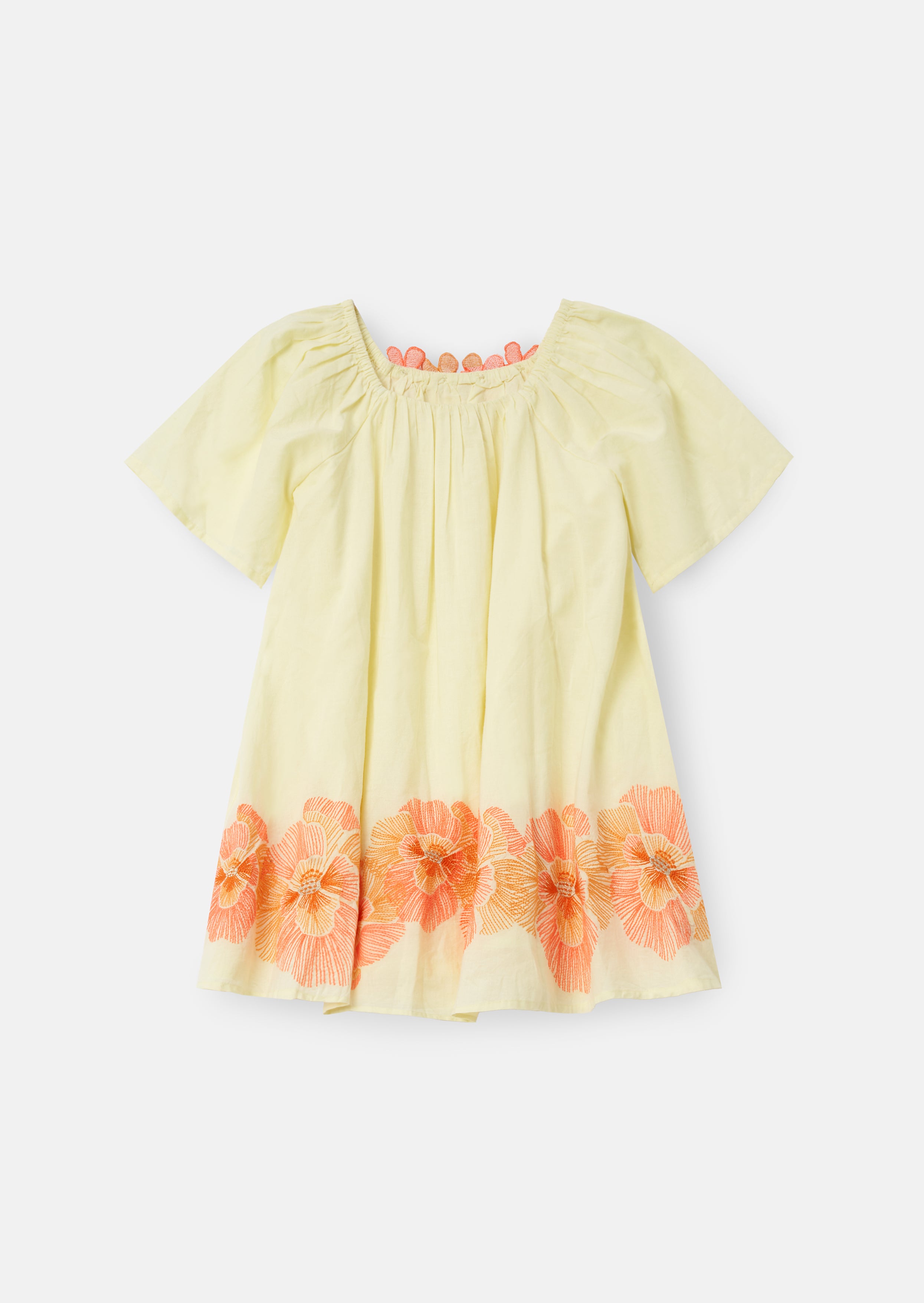 Coletta Yellow Embroidered Swing Dress